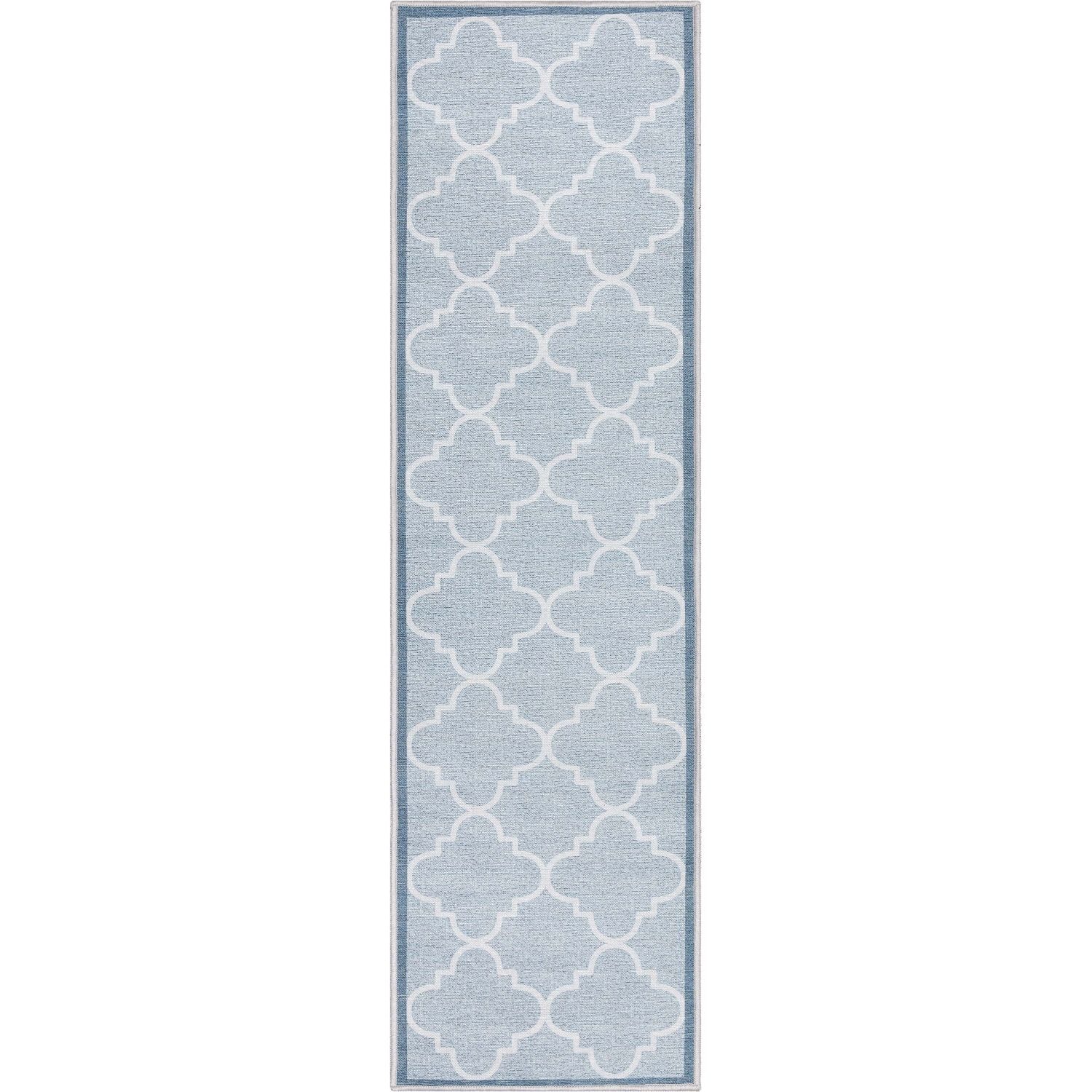 Gray and White Synthetic Trellis 2' x 7' Runner Rug