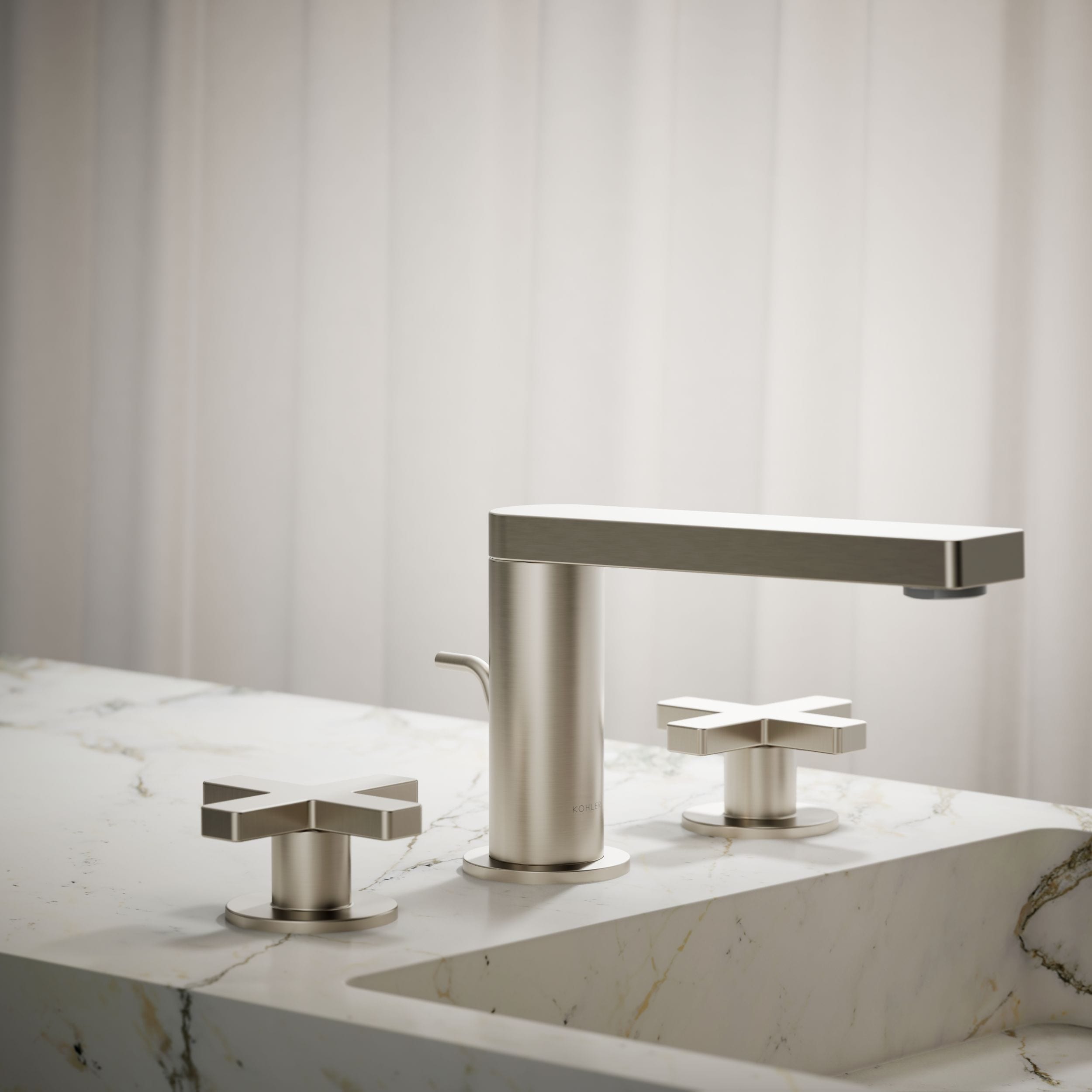 KOHLER Composed Vibrant Brushed Nickel Widespread 2-handle WaterSense Low-arc Residential Handle Bathroom Sink Faucet