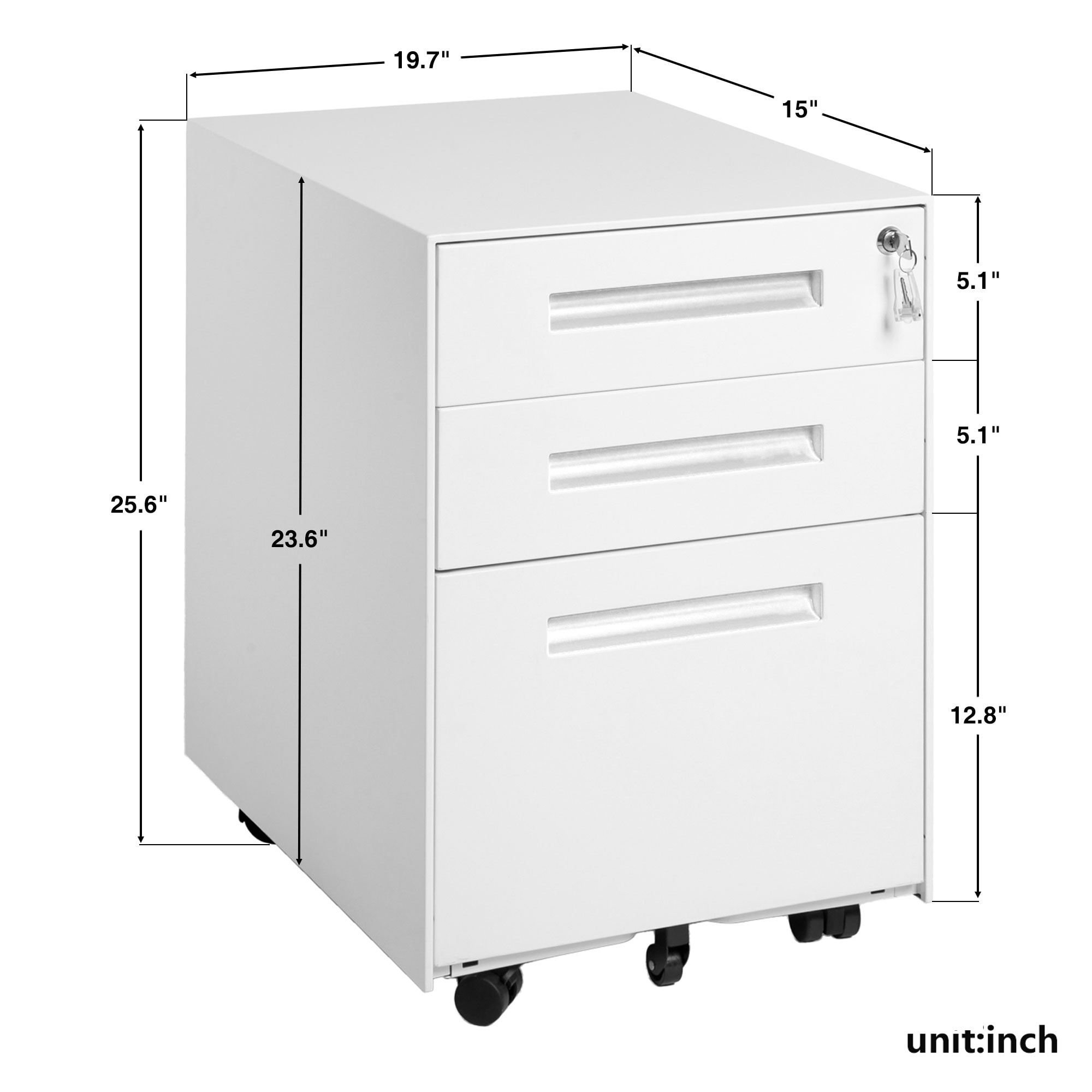 White Folding File Cabinet with 2 Adjustable Shelves, Metal Cabinet Wi