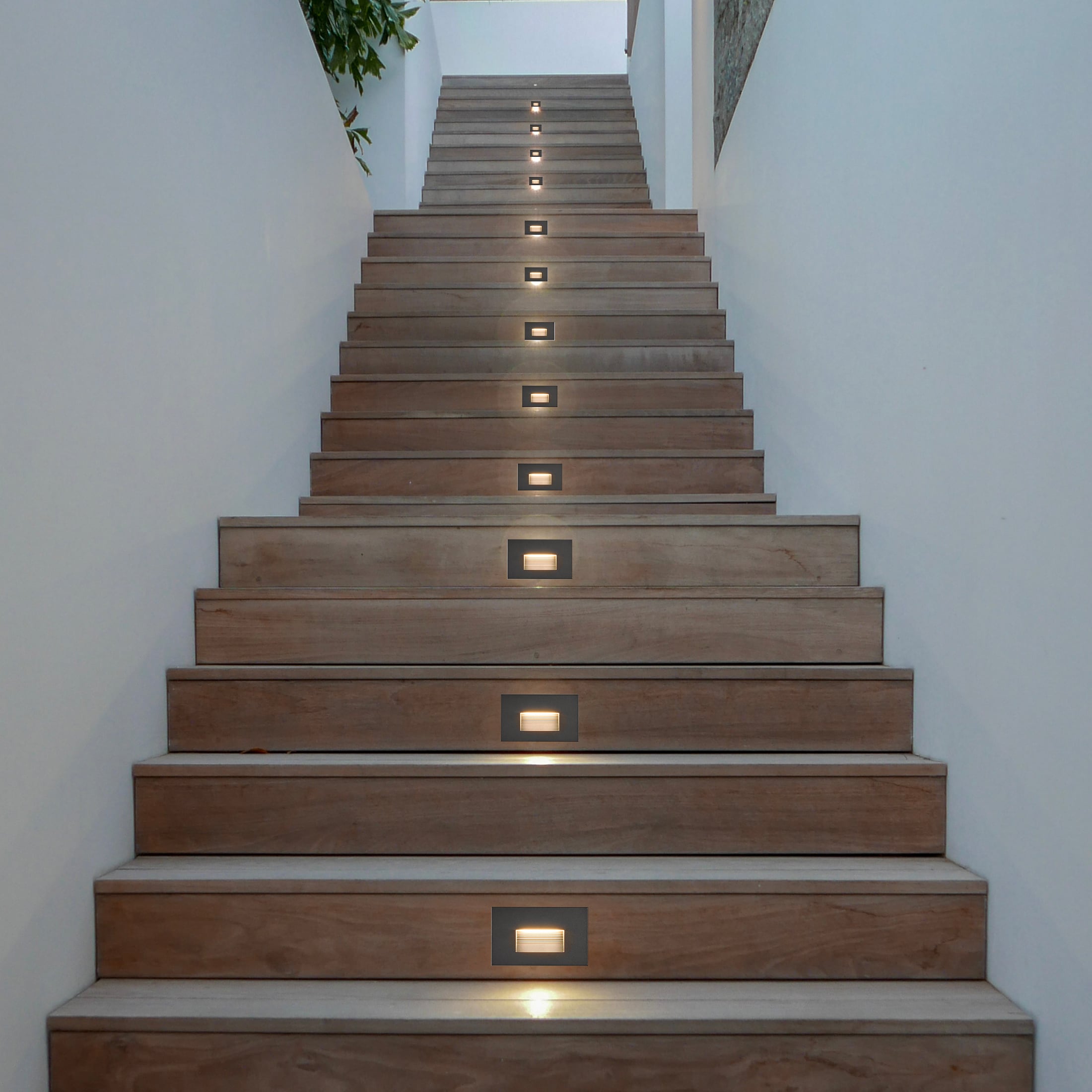 Black Aluminum LED Pathway Step Lights with Adjustable Color Temperature, 2-Pack