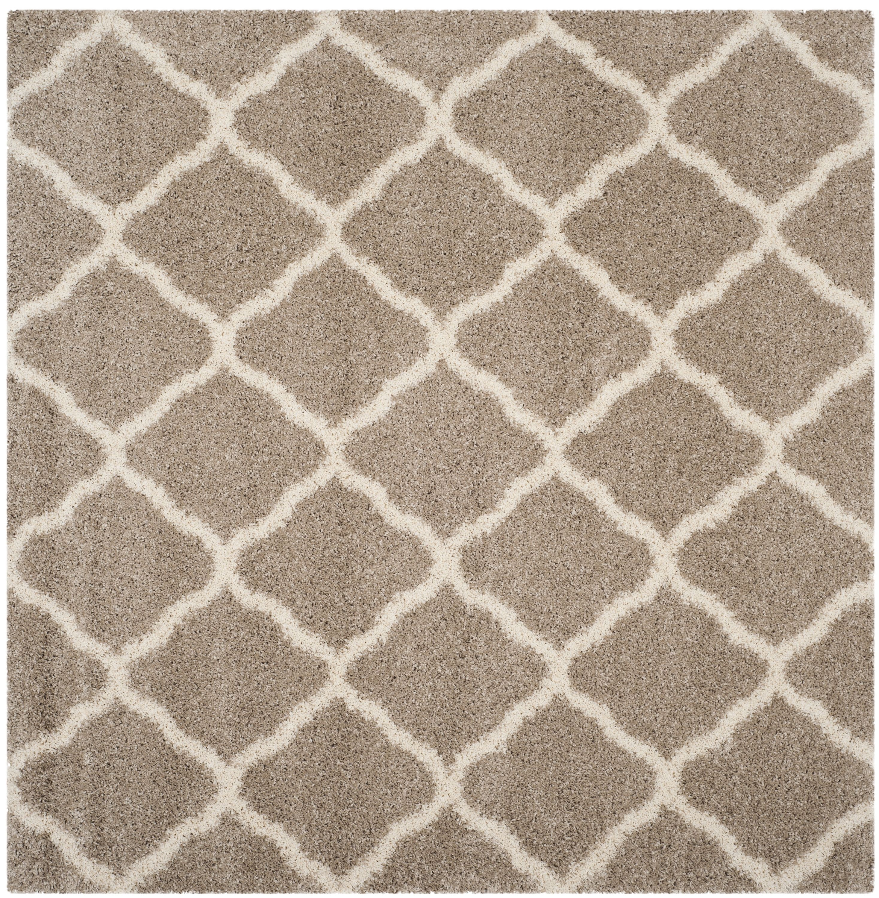 Safavieh SGH283S-7SQ Hudson Sabine Shag 7 x 7 (ft) Loomed Polypropylene Beige/Ivory Square Indoor Trellis Area rug
