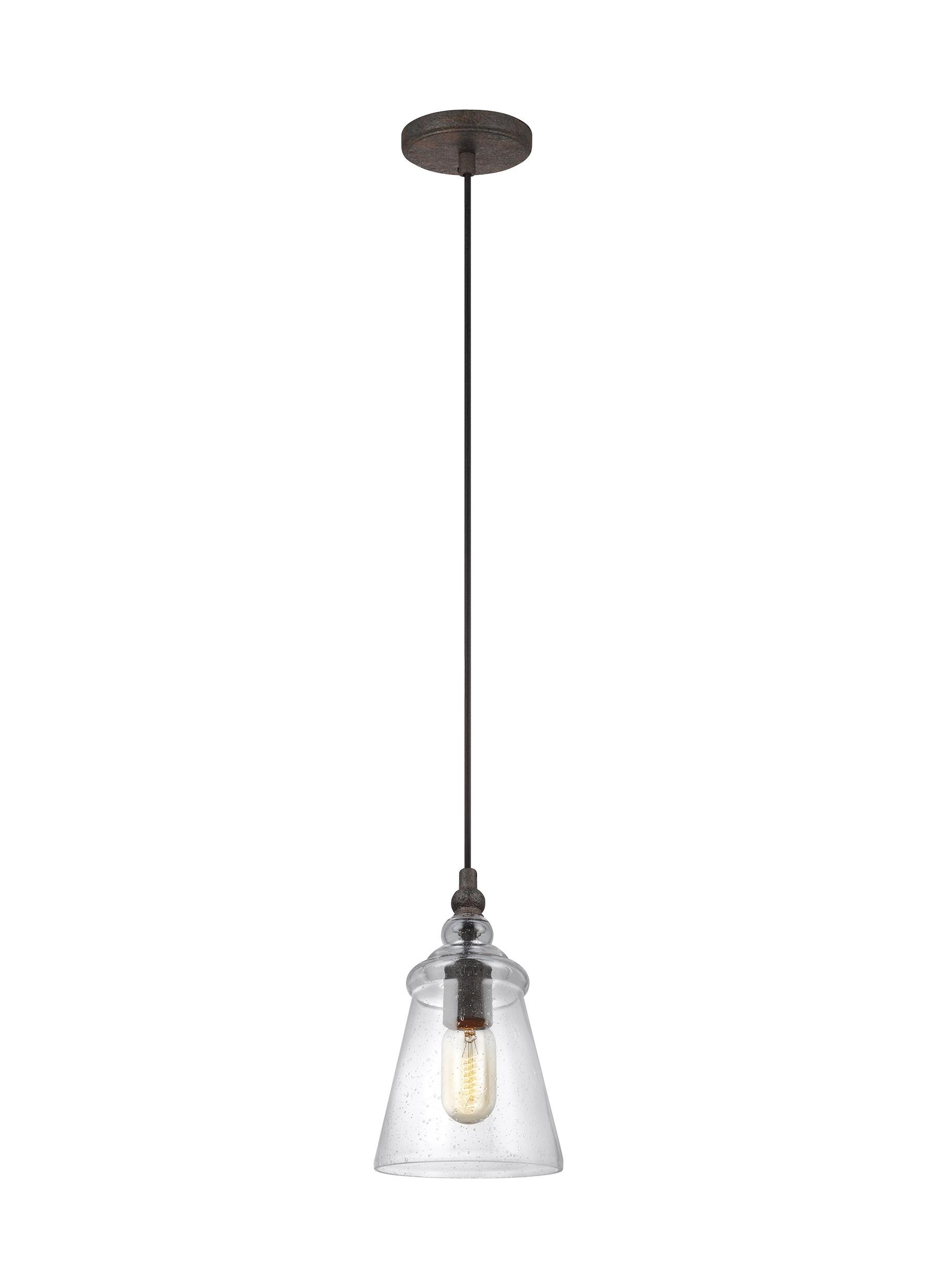 Generation Lighting P1449DWI Loras Dark Weathered Iron Traditional Clear glass Bell Mini Hanging Pendant light