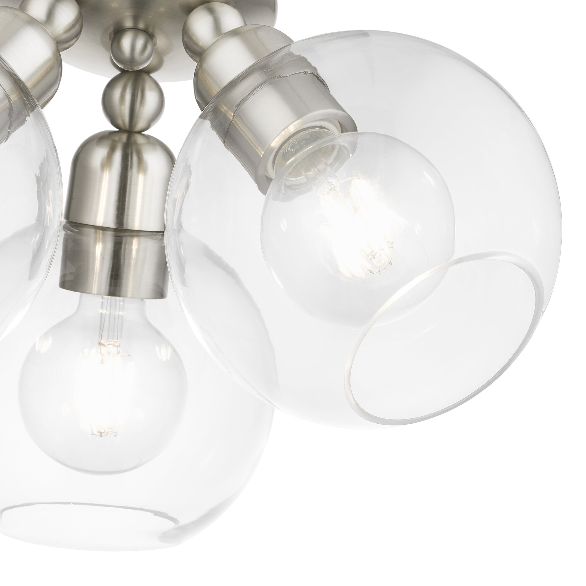 Brushed Nickel 3-Light Semi-Flush Mount with Clear Glass Shades