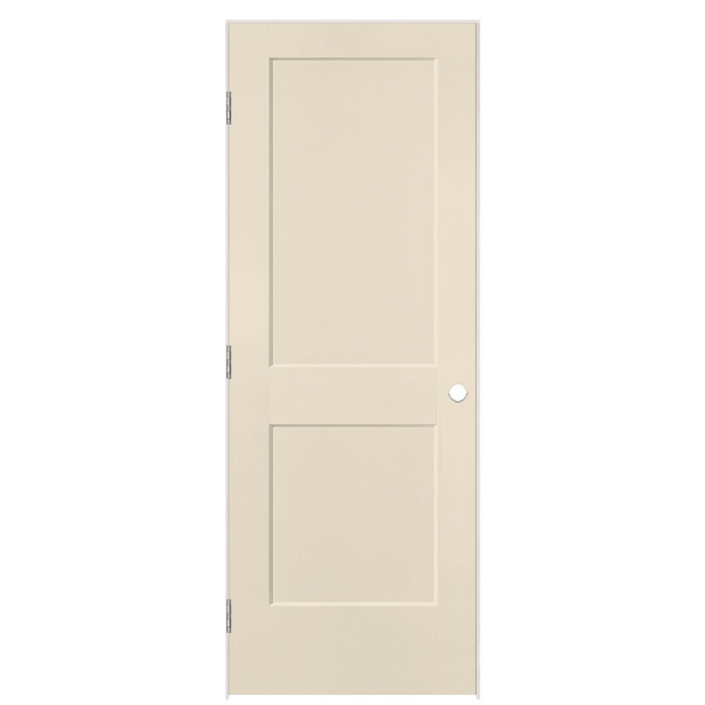 Masonite Logan 36-in x 80-in Cream-n-sugar 2-panel Square Hollow Core Prefinished Molded Composite Right Hand Single Prehung Interior Door in -  826120