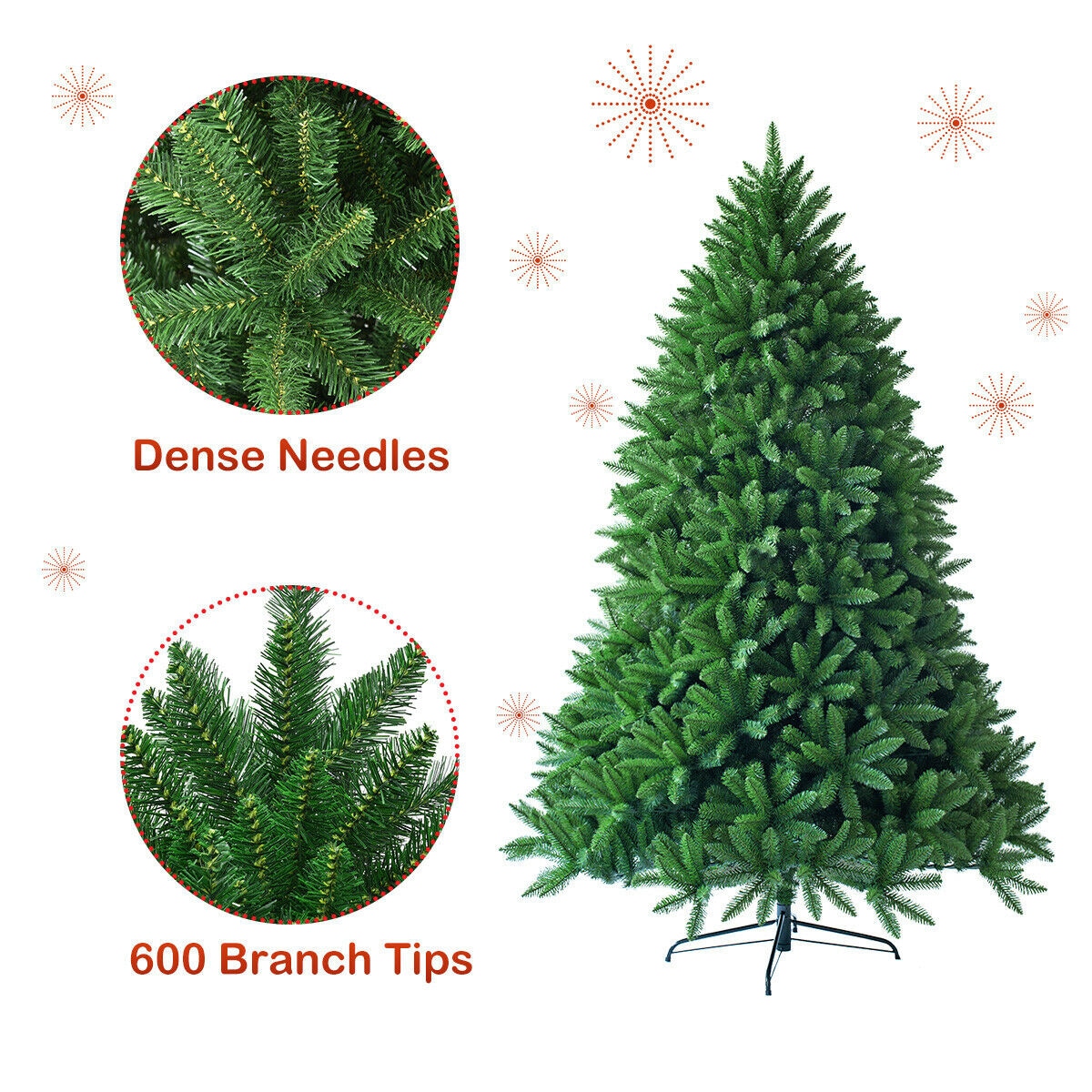 WELLFOR 5 Ft Green PVC Unlit Artificial Christmas Tree with Metal Stand ...