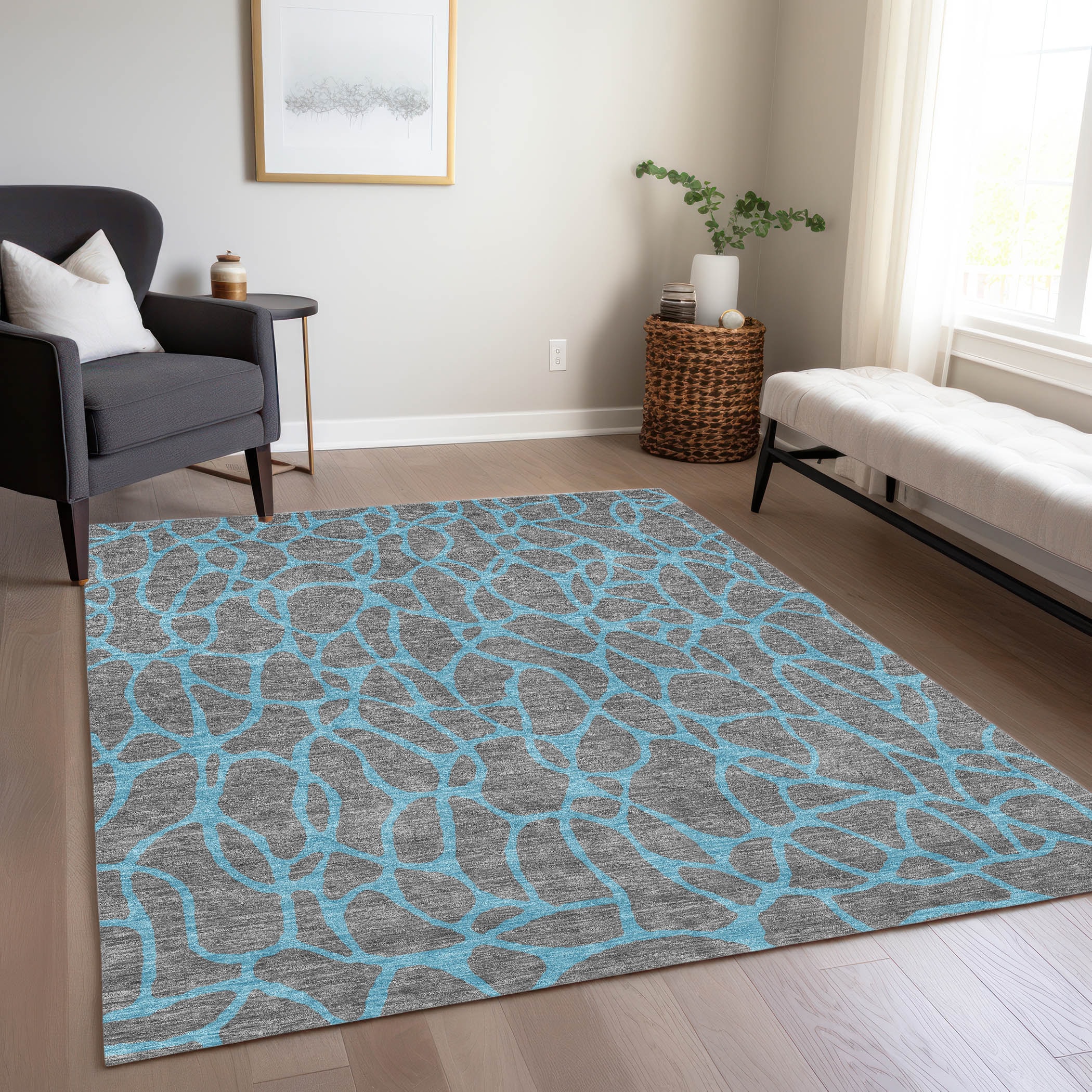 Addison Rugs ACN1023GY30X46 Chantille ACN1023GY 2 x 3 (ft) Polyester Gray Rectangular Indoor/Outdoor Geometric Machine washable Area rug