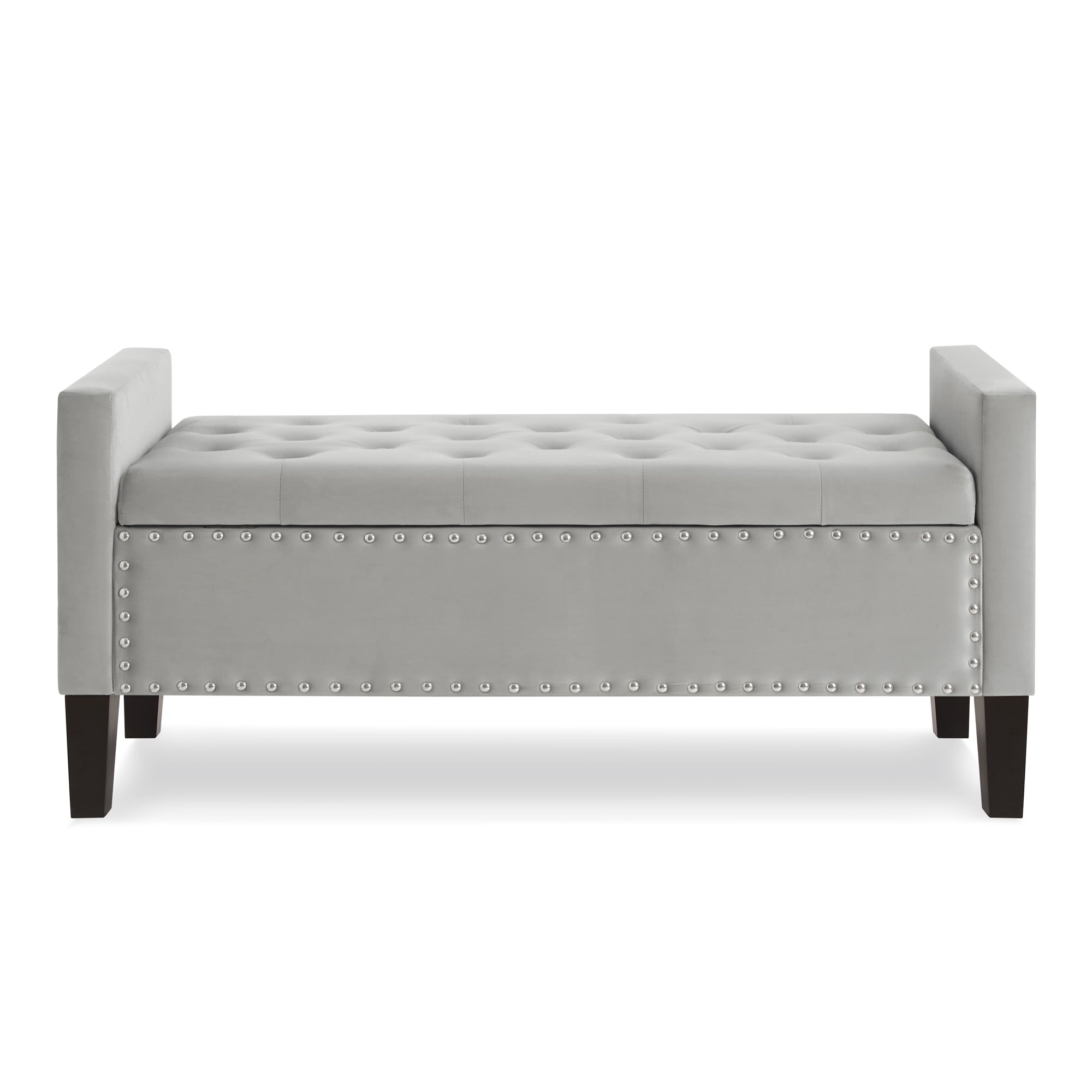 SINOFURN SYA330153WT Modern Gray Accent Bench with Storage 48-in x 18.5-in x 18-in