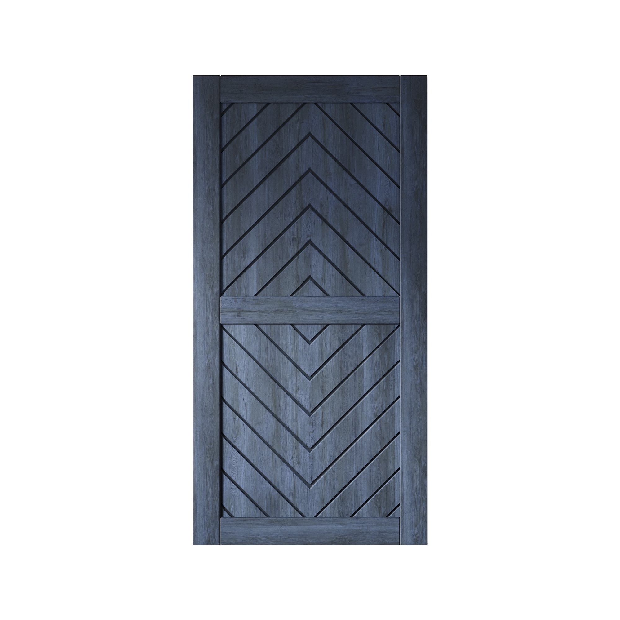 HOMACER JT2-3280-NA 32-in x 80-in Navy Herringbone Pine Wood Solid core Single Barn Door (Hardware Not Included)