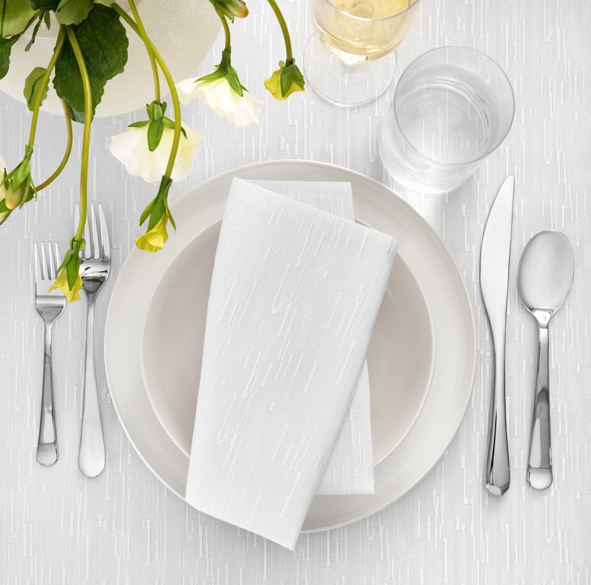 White Textured Water-Resistant Polyester Napkins, Set of 4