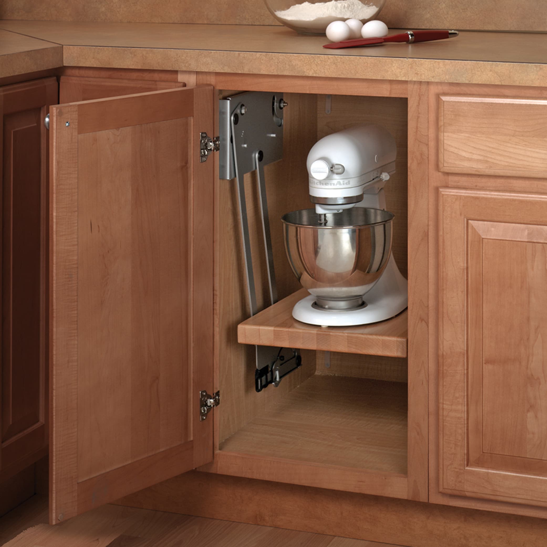Lift Up Kitchen Mixer Shelf - Transitional - Kitchen  Kitchen appliance  storage, Transitional kitchen, Kitchen cabinets