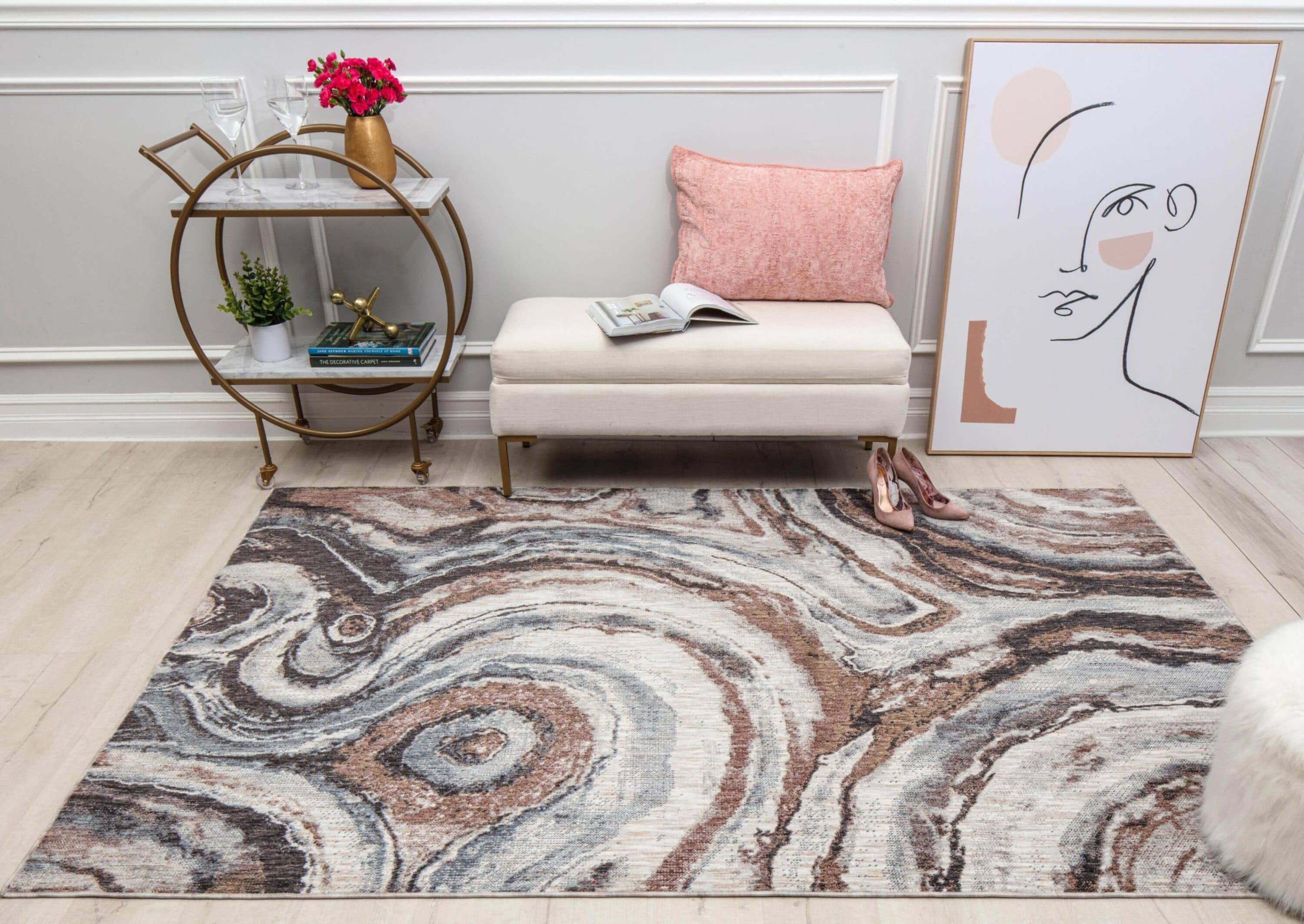 Rugs America 31538 Celestia 2 x 8 (ft) Loomed Polyester River Reflection Rectangular Indoor Abstract Area rug