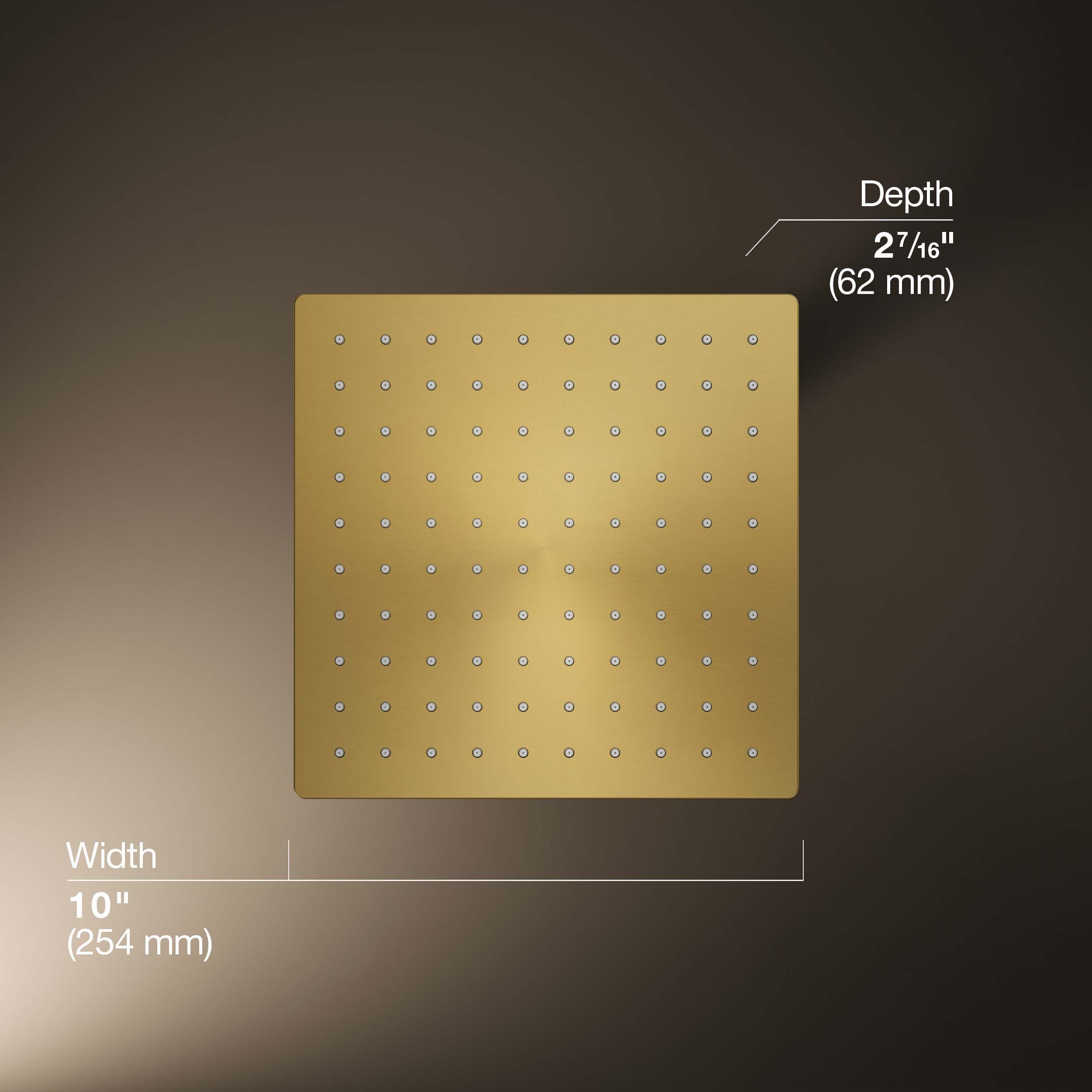 Vibrant Brushed Moderne Brass Square Rain Showerhead