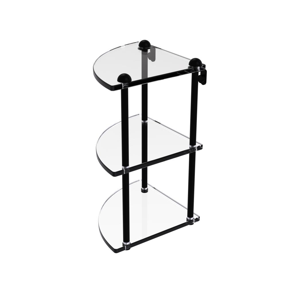 Allied Brass RC-6-BKM Matte Black 3-Tier Wall Mount Corner Bathroom Shelf (8-in X 15-in X 8-in)