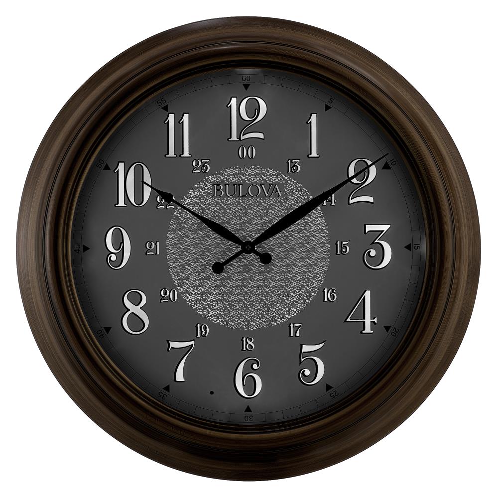 Bulova Key West 24 In. Round Brown Metal Indoor Outdoor Wall Clock With 