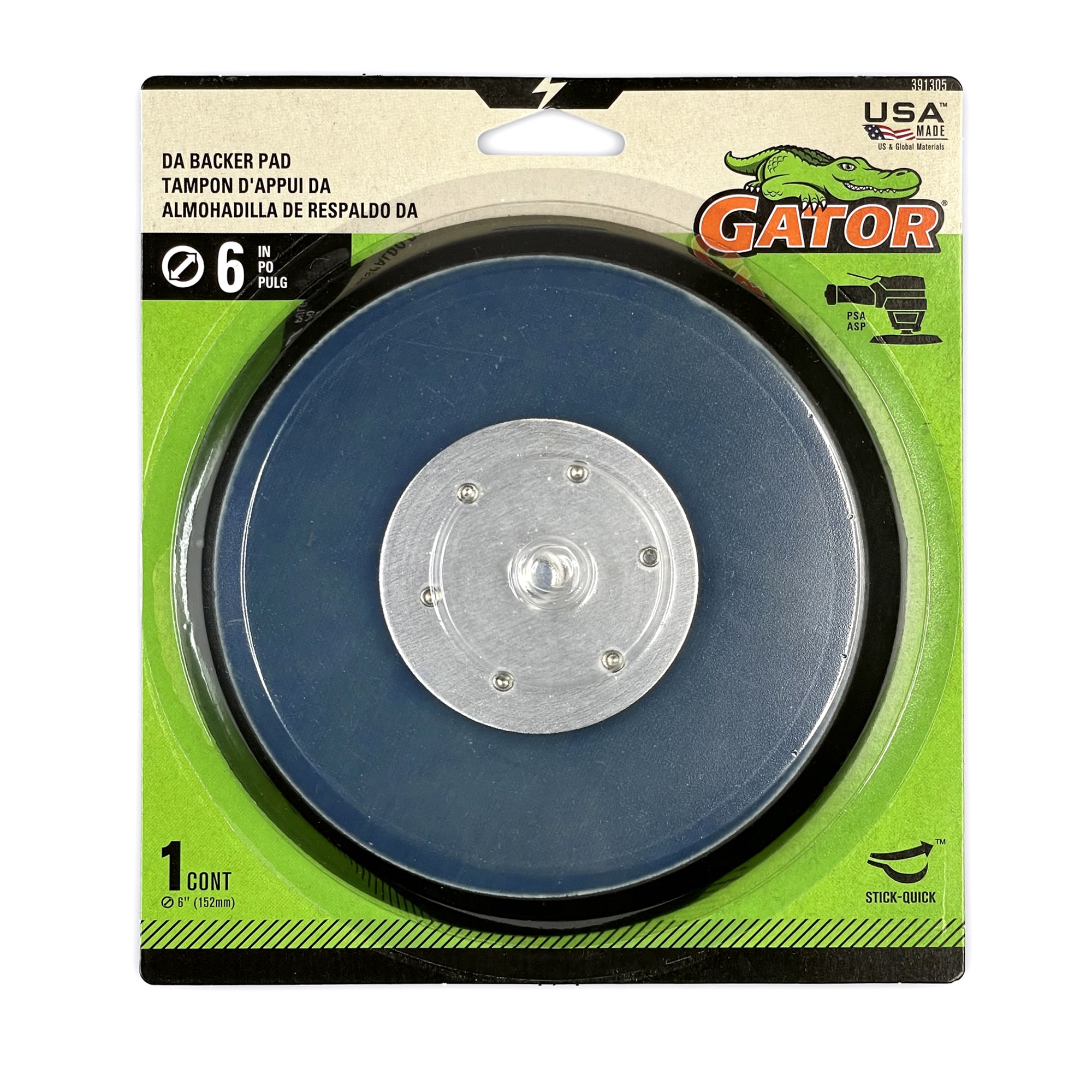 Gator 391305 6 inch Pad -Grit Backer pad Sandpaper