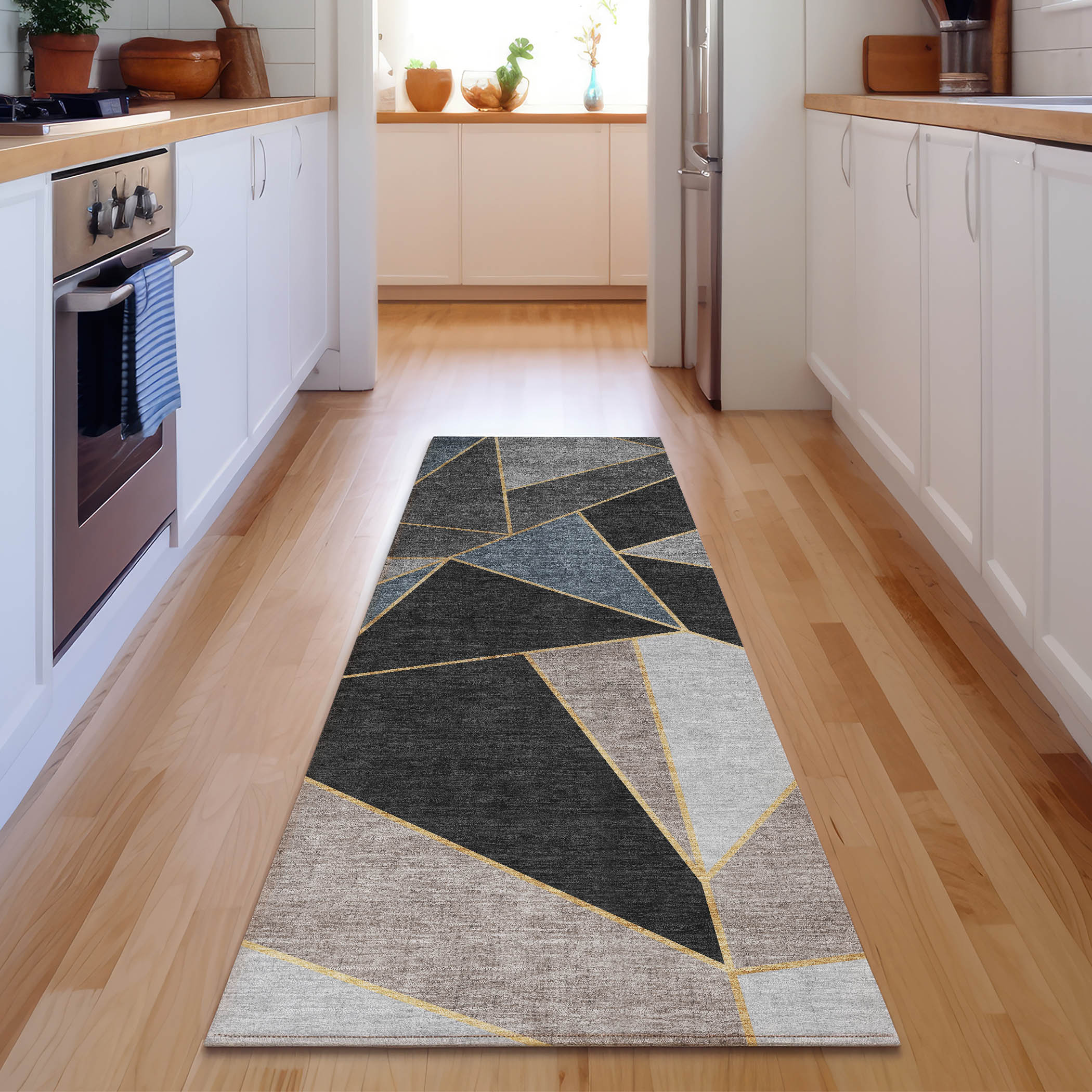 Addison Rugs AMF636BU2X8 Mayfield AMF636BU 2 x 7 (ft) Polyester Blue Rectangular Indoor Geometric Machine washable Runner rug