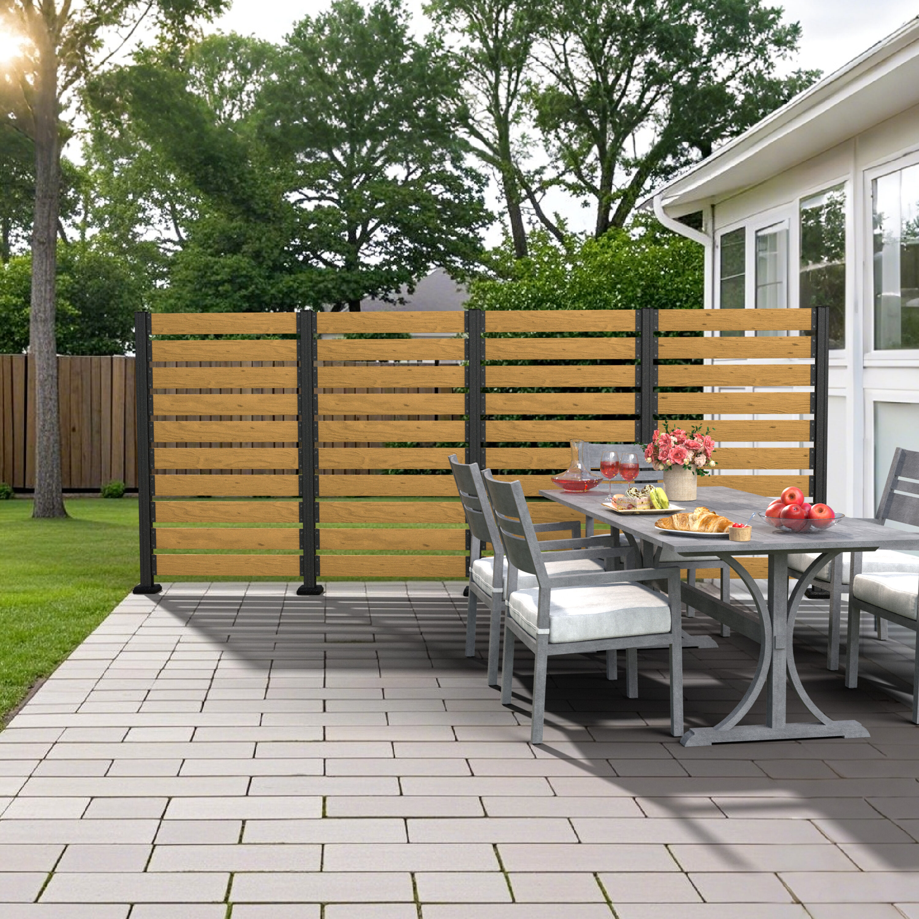 VEIKOUS Outdoor Privacy Screen 40-in W x 69-in H Natural Wood Outdoor Privacy Screen