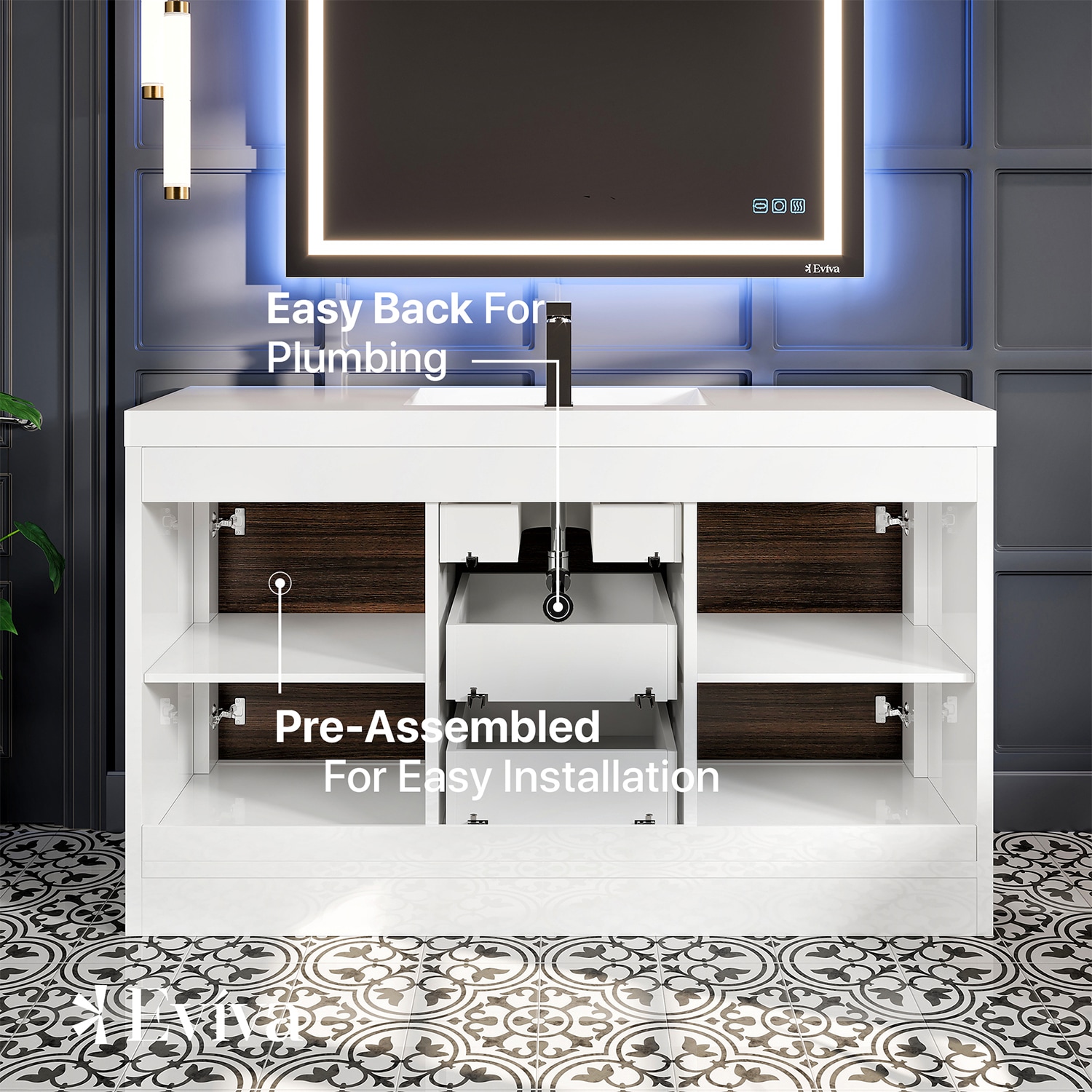 Eviva EVVN765-60GOK-WH-SS Bath-Vanity-Combo - View #6
