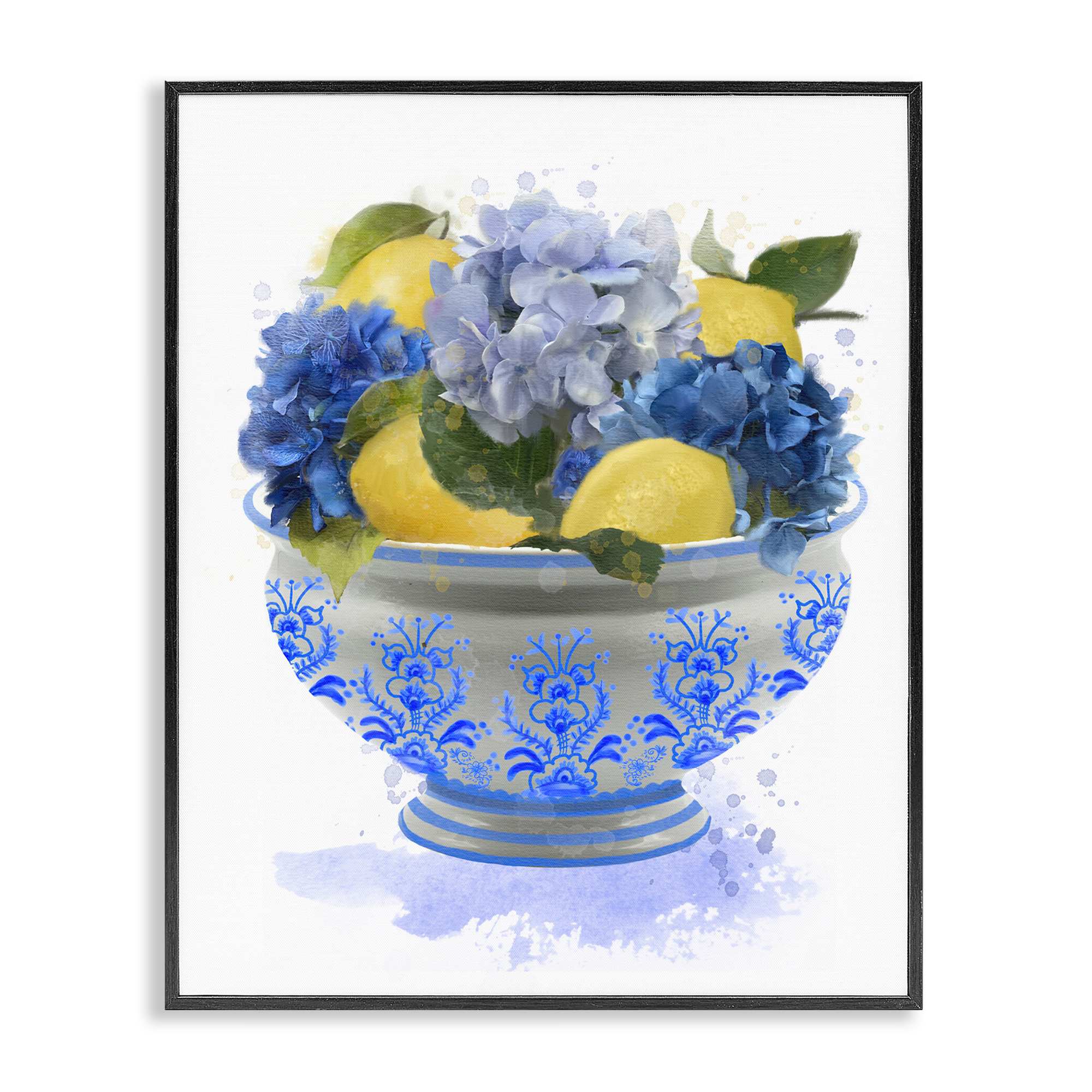 Stupell Industries BS-492-FR-16X20 Hydrangea and Lemon Bowl Black Framed Giclee Art By Matthew Piotrowicz 16 x 20