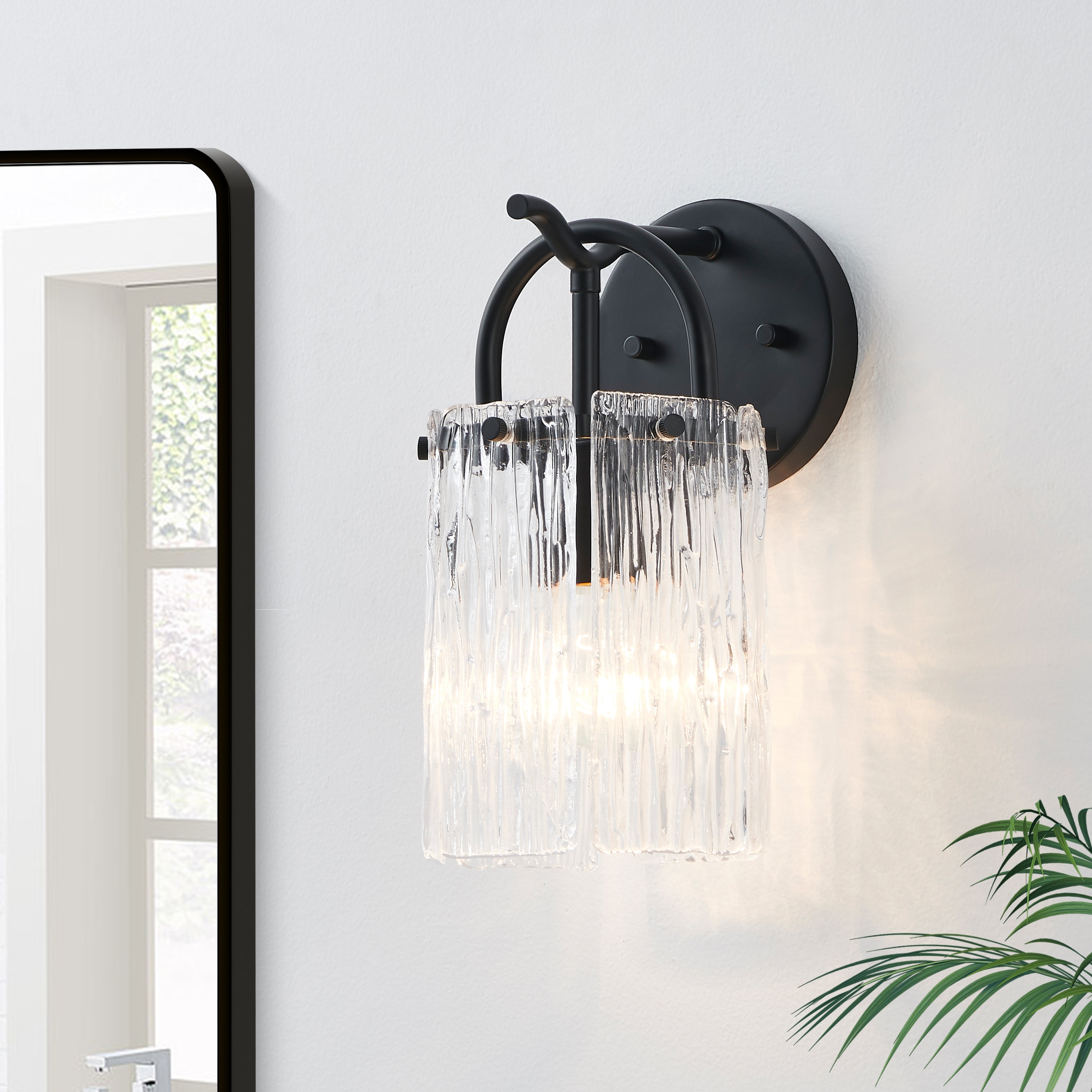 KAWOTI 21501 Viola 6-in W 1 -Light Matte Black Transitional Wall Sconce