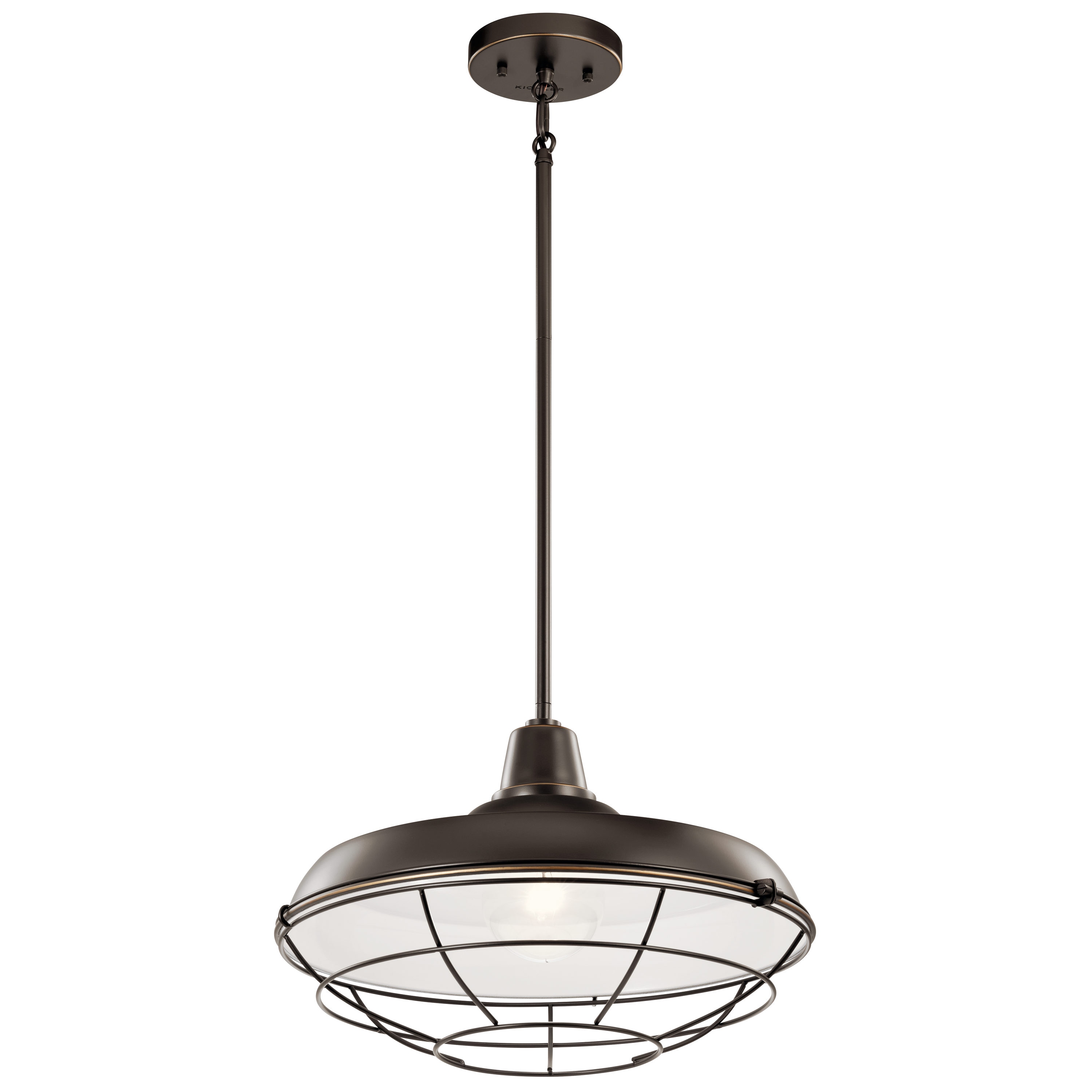 Pier Olde Bronze Industrial Bowl Medium Outdoor Hanging Pendant Light | - Kichler 49993OZ