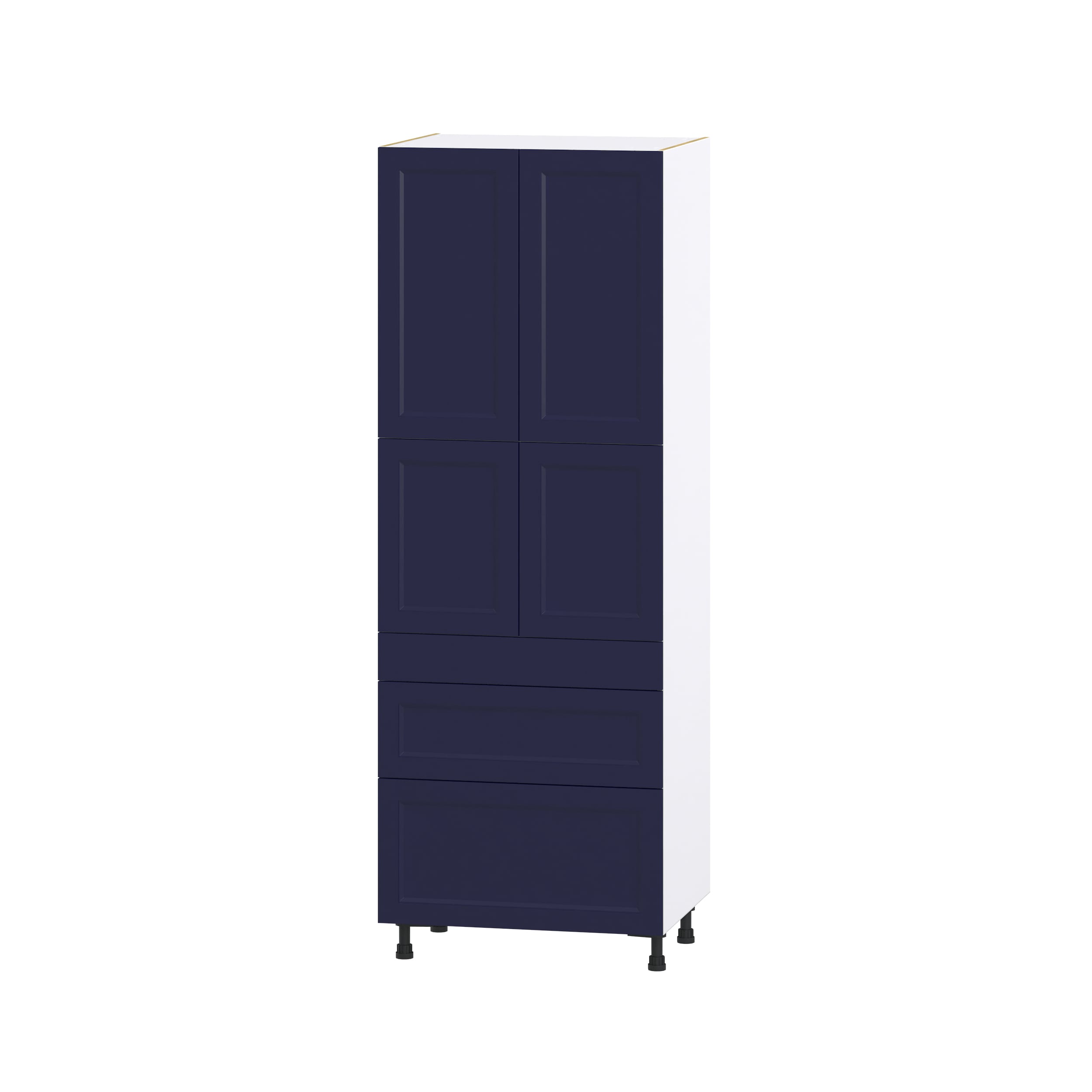 Hugo&Borg DST3D302484.5I2-LO Lorette 30-in W x 84.5-in H x 24-in D Navy Blue 3 -Drawers Pantry Fully assembled Cabinet (Recessed Panel Shaker)