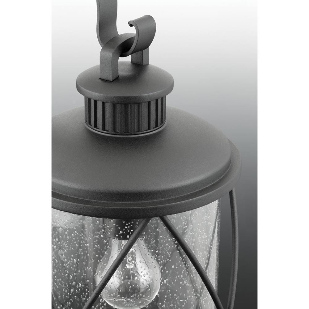 Hollingsworth Black Aluminum Outdoor Wall Lantern with Seeded Glass