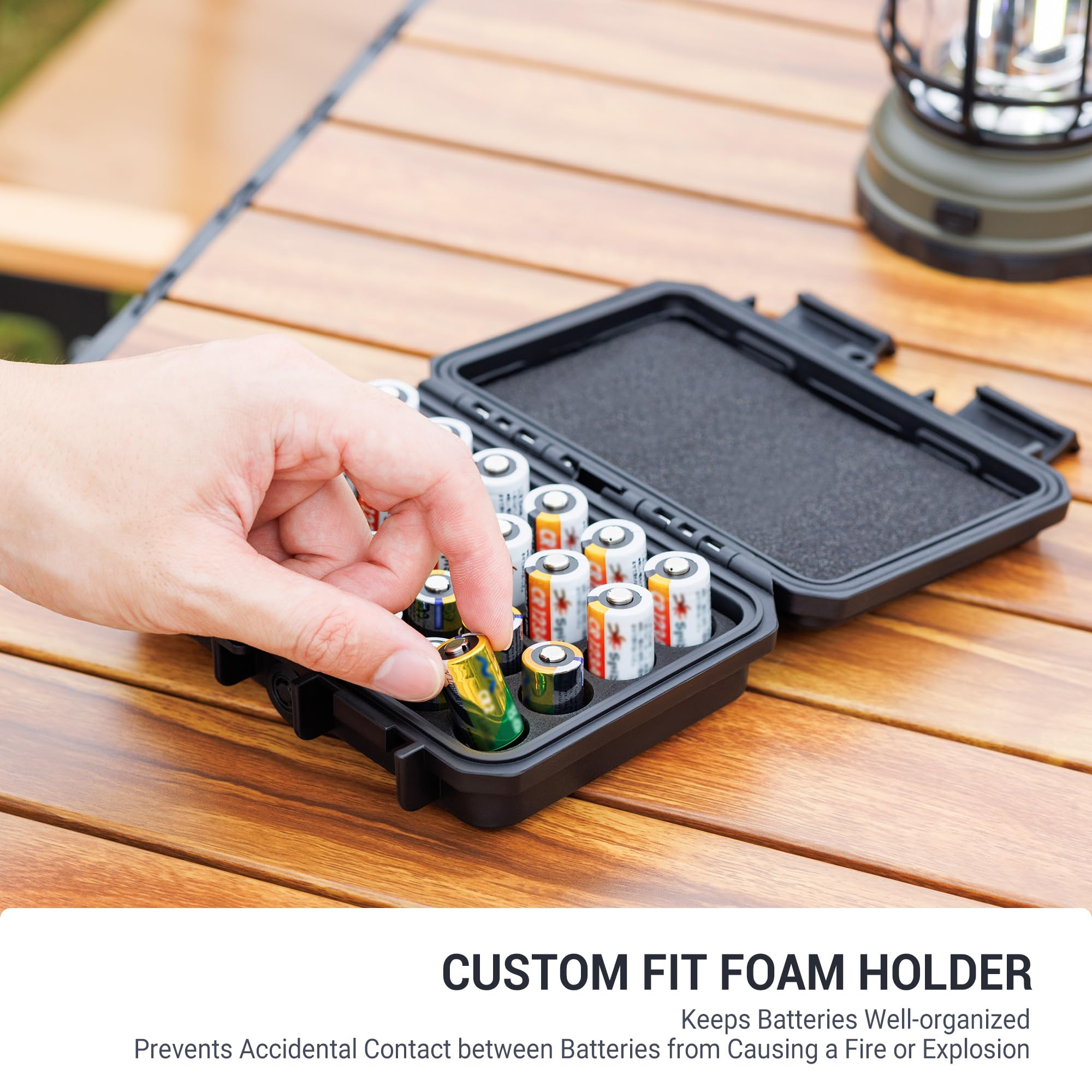 UUDULY 24 Slots CR2 CR123 CR123A power cell Organizer Case IP67 ...