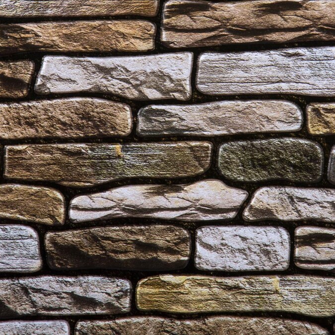 Truu Design Self Adhesive L And Stick 3d Stone Wall Tiles 11 8 In X Brown 6 The Decals Department At Com - Stone Wall Design Images