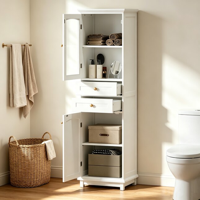 Hrinhom BA04-WHITE Linen-Cabinets - View #3