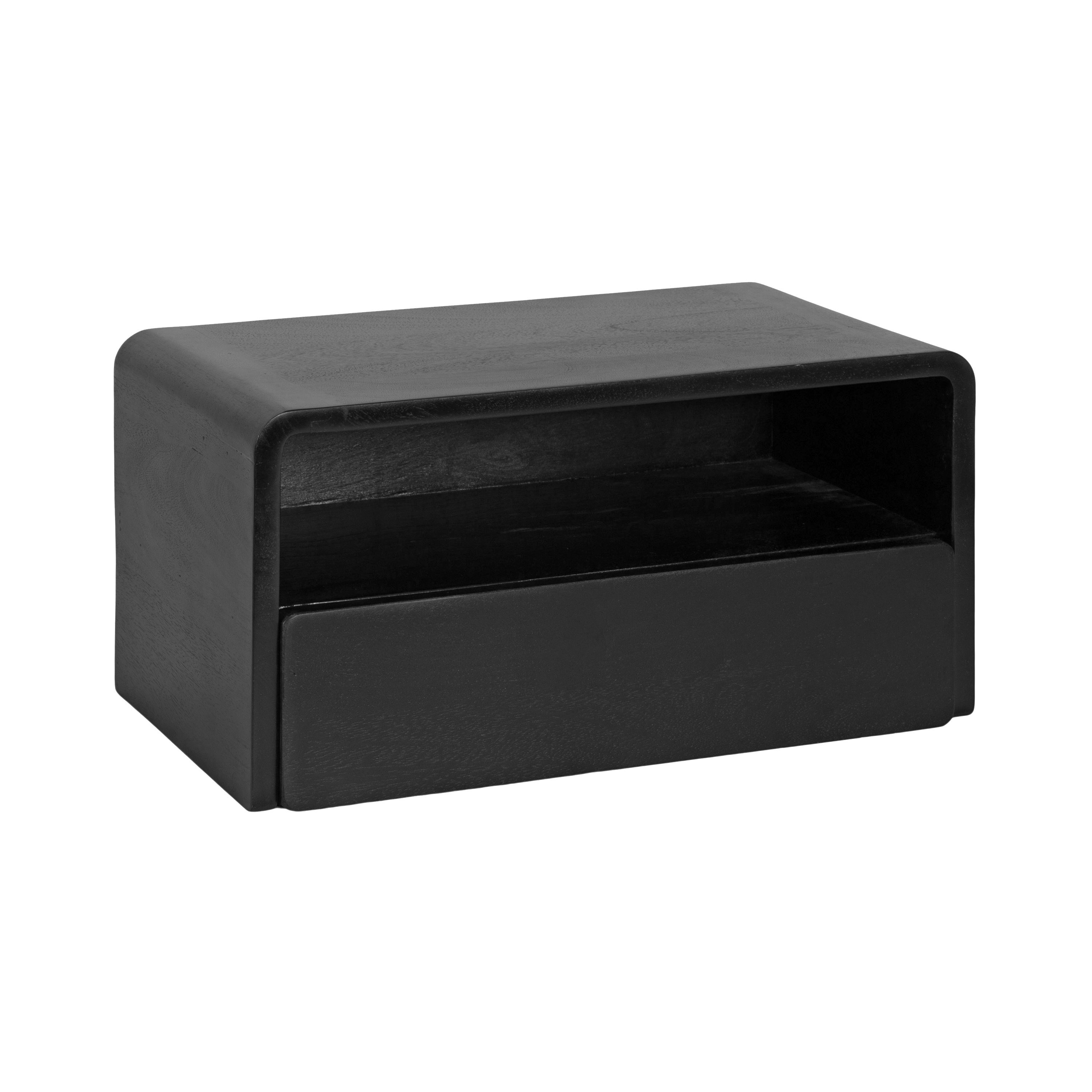 Kate and Laurel 227729 Kato 18.00-Inches W x 9.00-Inches H Black Wood Rectangular Scandinavian End Table with Storage