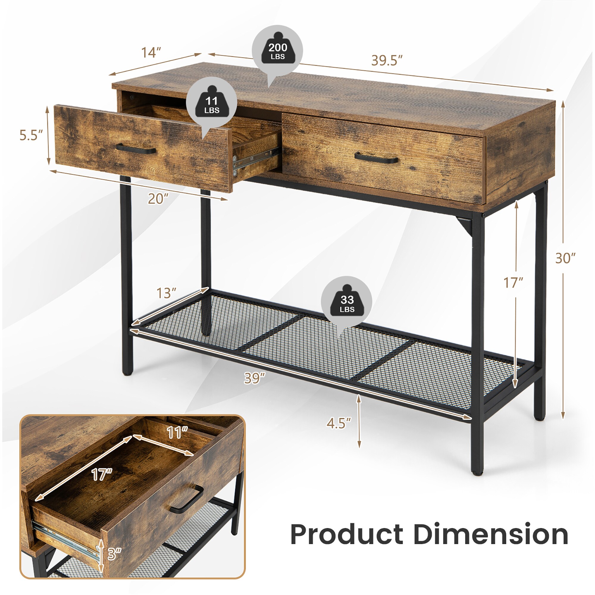 Costway SXL00167 Console-Sofa-Tables - View #2