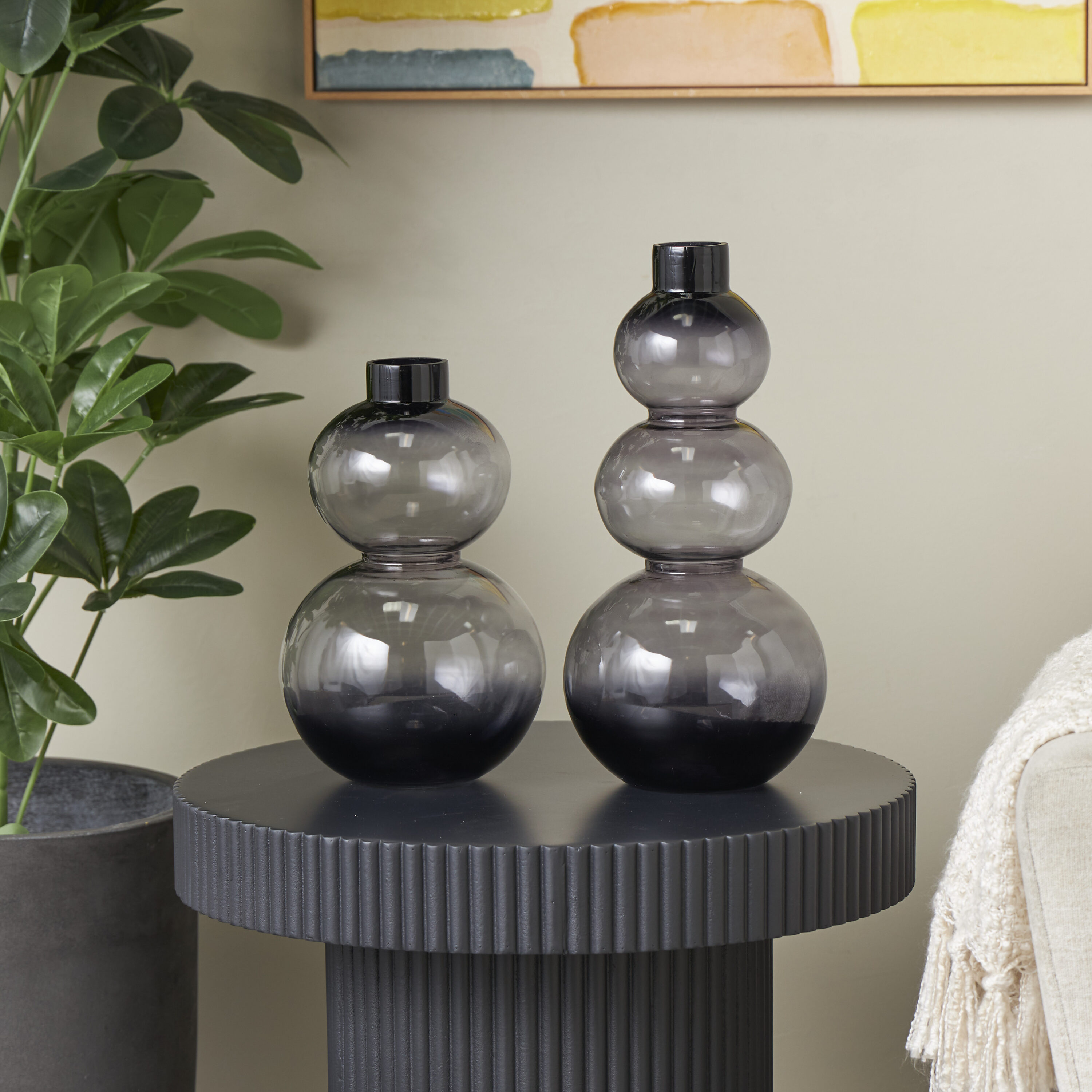 Grayson Lane 822205 2 -Pack Black Glass Modern Vase