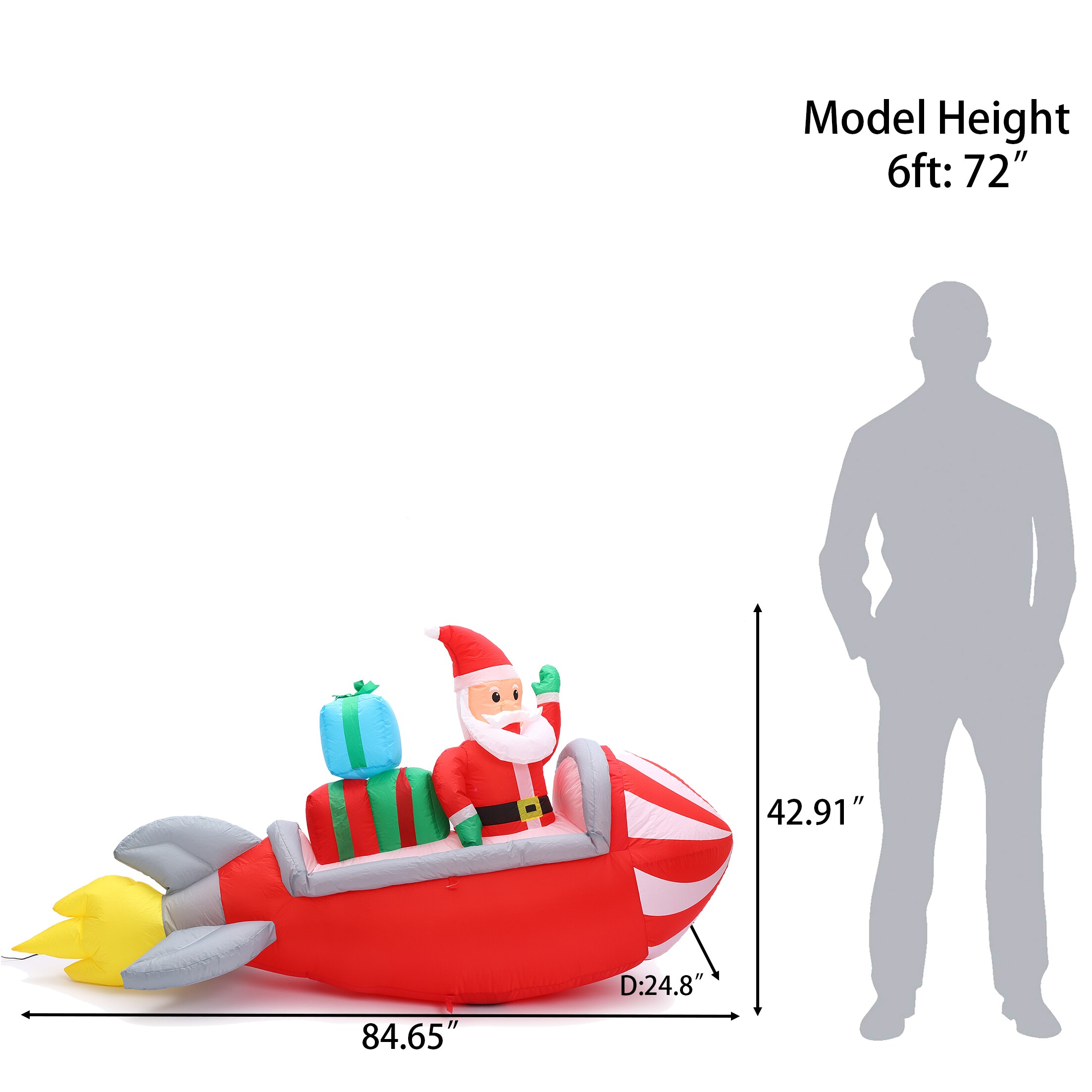 LuxenHome 3.58-ft Lighted Santa Christmas Inflatable in the Christmas  Inflatables department at