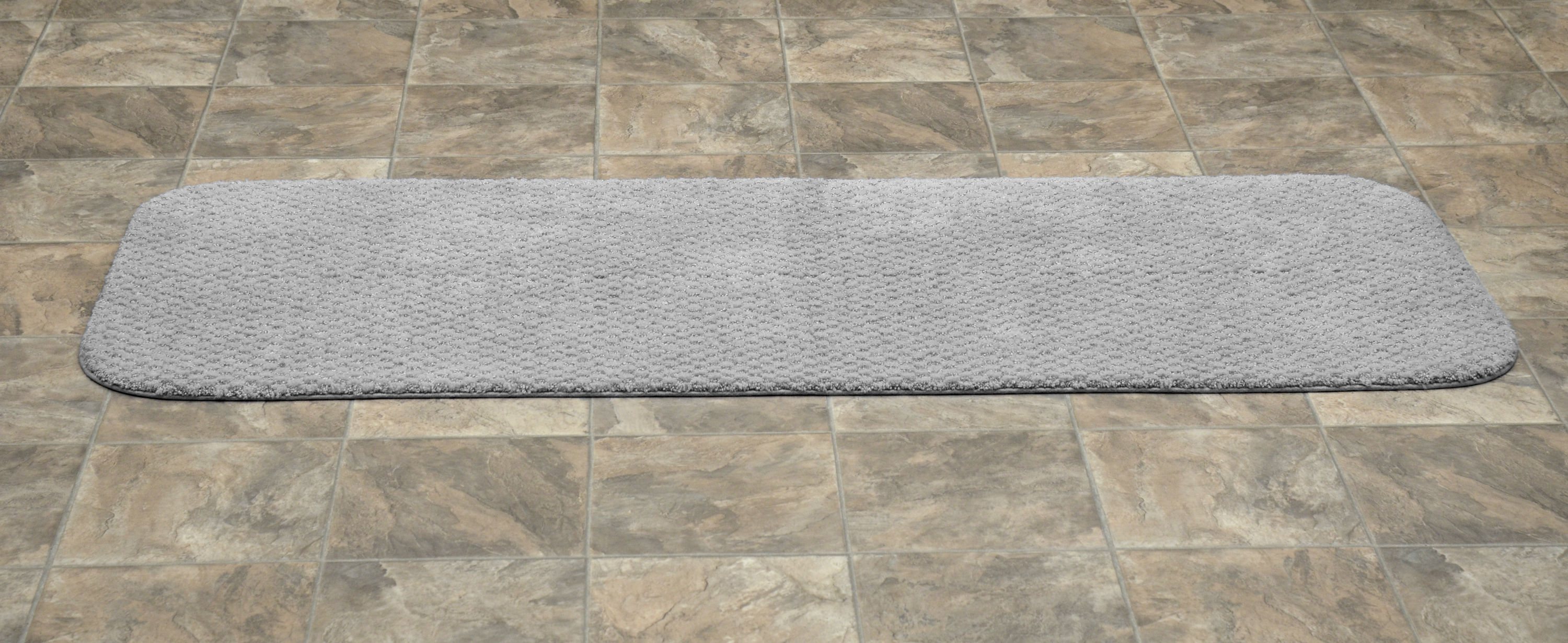 Platinum Gray Nylon Washable Bath Rug Runner
