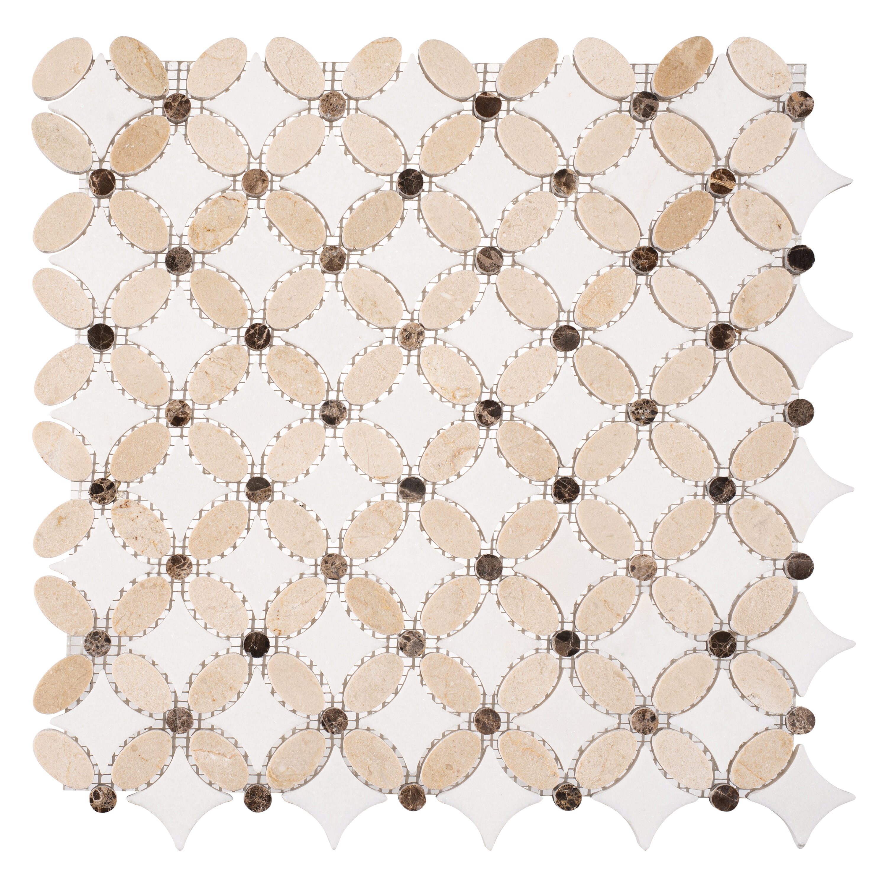 Andova Tiles ANDMART465 MARTHA Country 13-in x 13-in Glossy Natural Stone Marble Look Mosaic Floor and Wall Tile (1.19-sq. ft/ Piece)