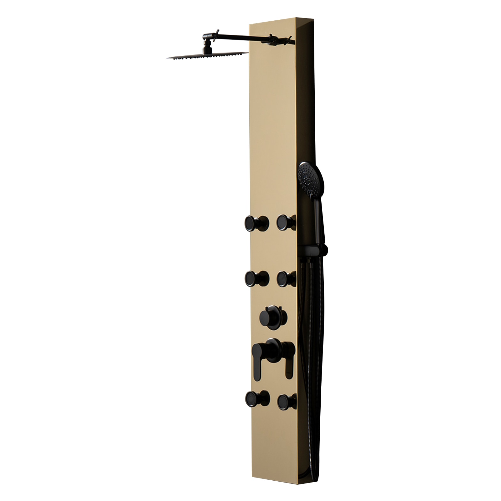 BWE Black Gold Shower Panel System with 3-way Diverter Valve Included