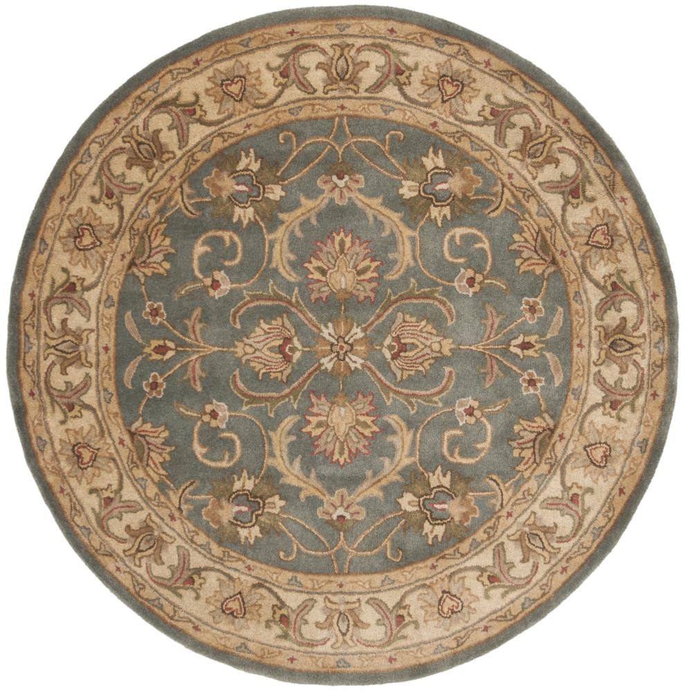 Safavieh HG811B-6R Heritage Laurette 6 x 6 (ft) Tufted Wool Blue/Beige Round Indoor Floral/Botanical Oriental Area rug