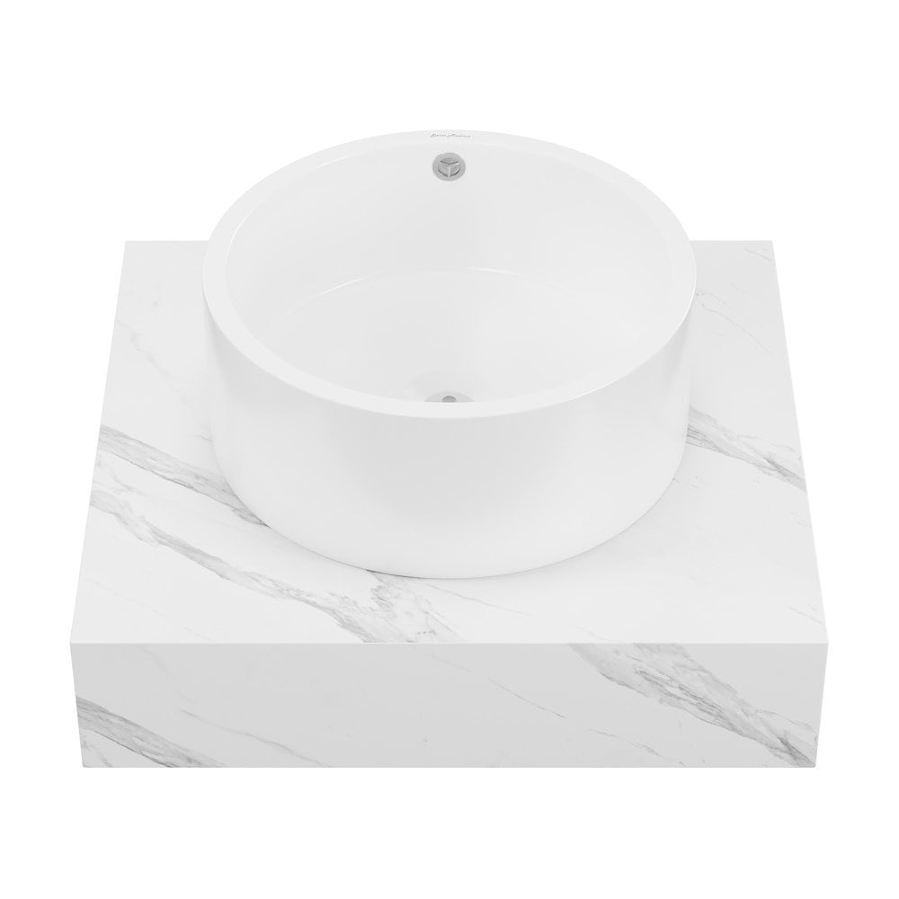 Swiss Madison - Monaco 24 Floating Bathroom Shelf with Vessel Sink in White Marble
