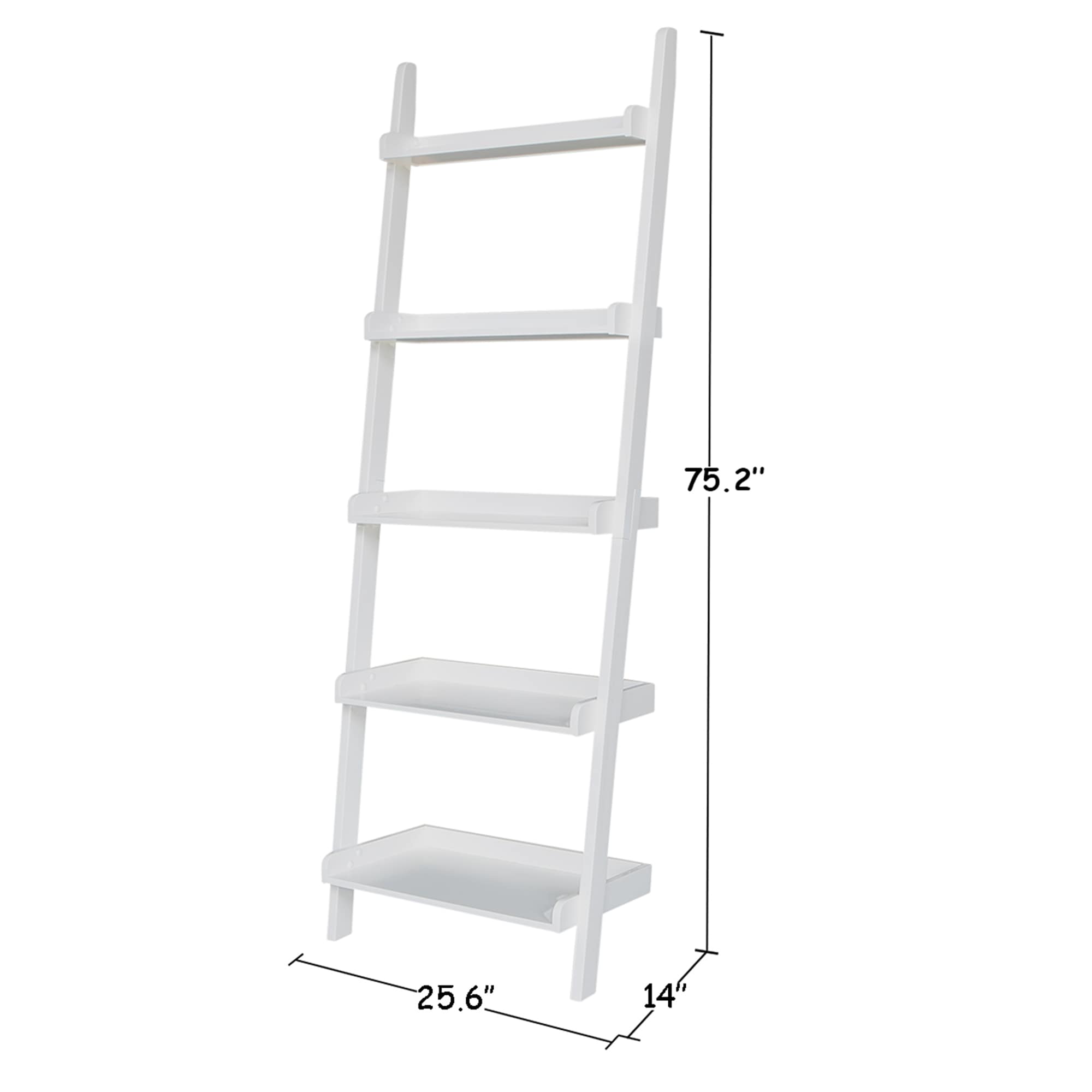 International Concepts White Wood 5-Shelf Ladder Bookcase (25.6-in W x ...