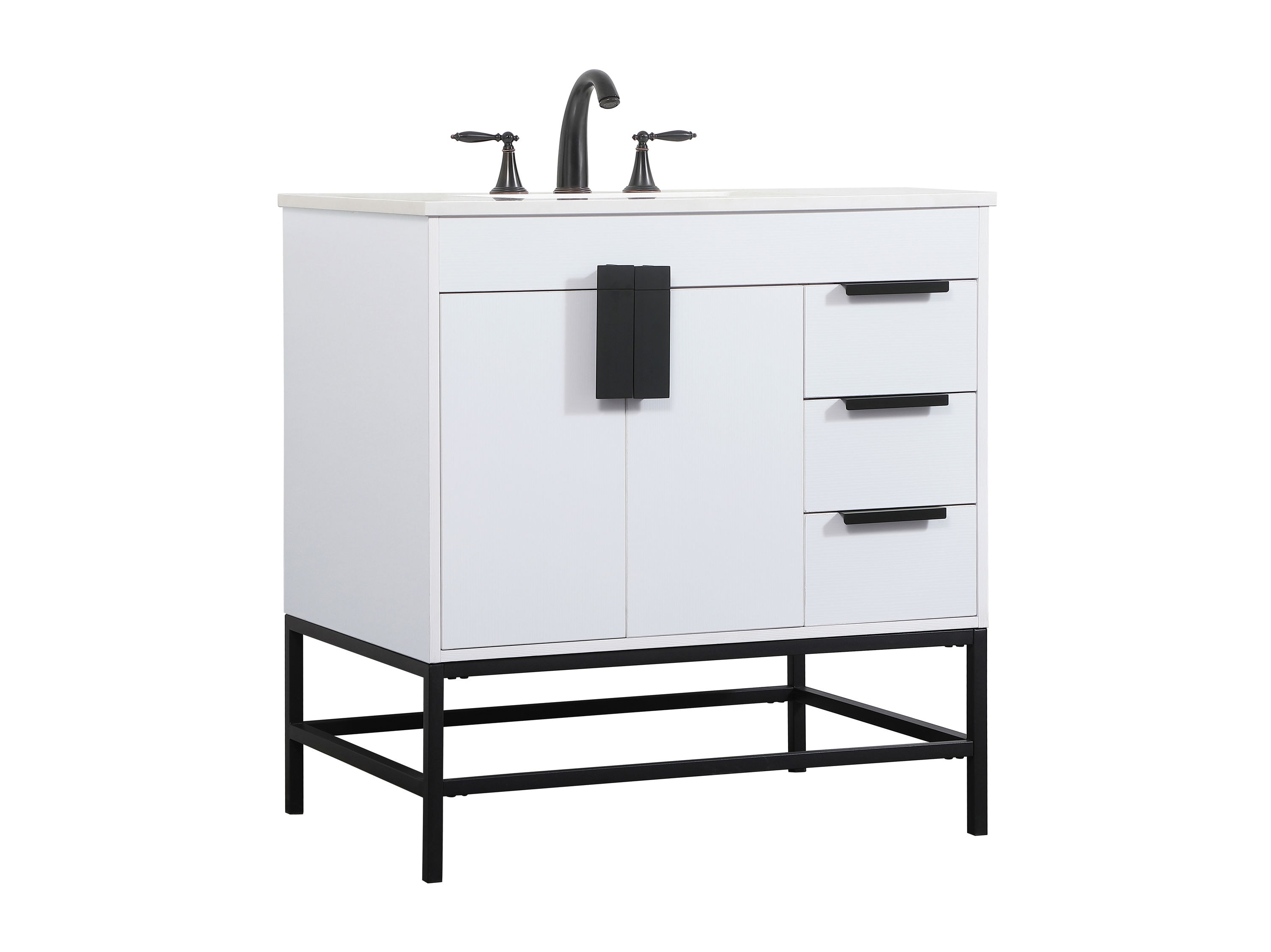 Eugene 32" White MDF Bathroom Vanity with Quartz Top