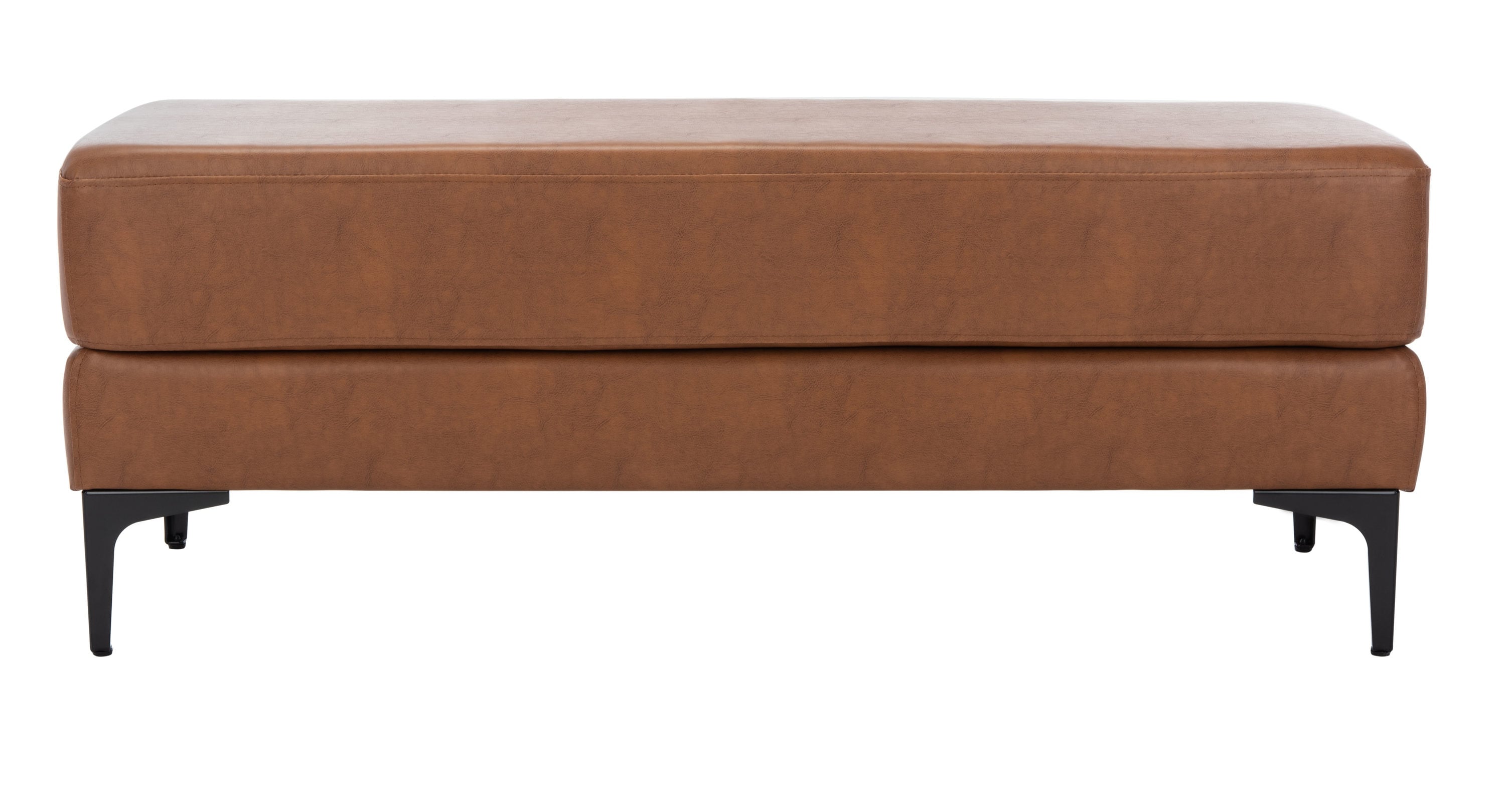 Safavieh BCH6302A Elise Modern Brown PU/Black Accent Bench 48-in x 18-in x 18-in