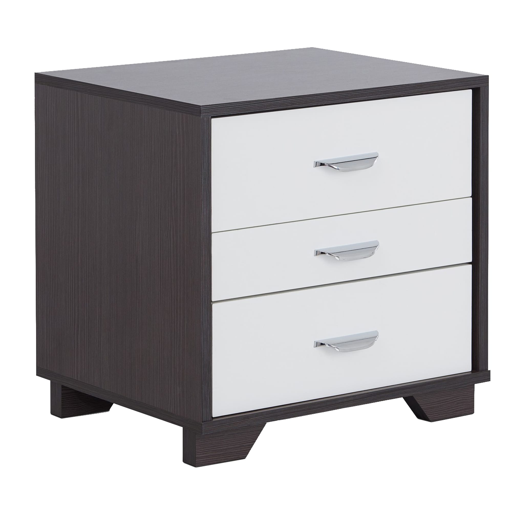 Benzara BM154633 16-in W x 17-in H White and Black Wood Modern End Table with Storage Fully Assembled