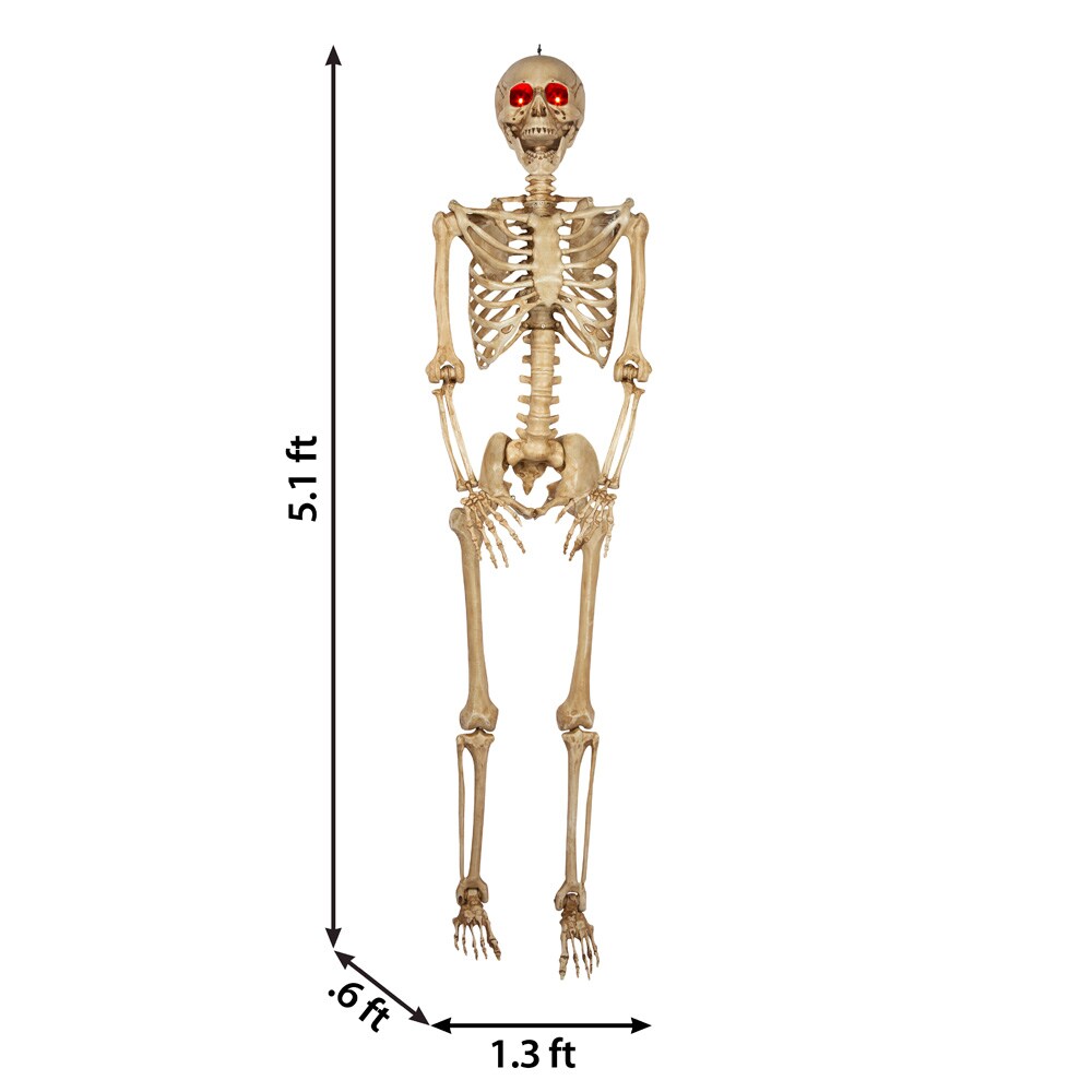 Haunted Living 5-ft Hanging Skeleton with Red Eyes Decoration