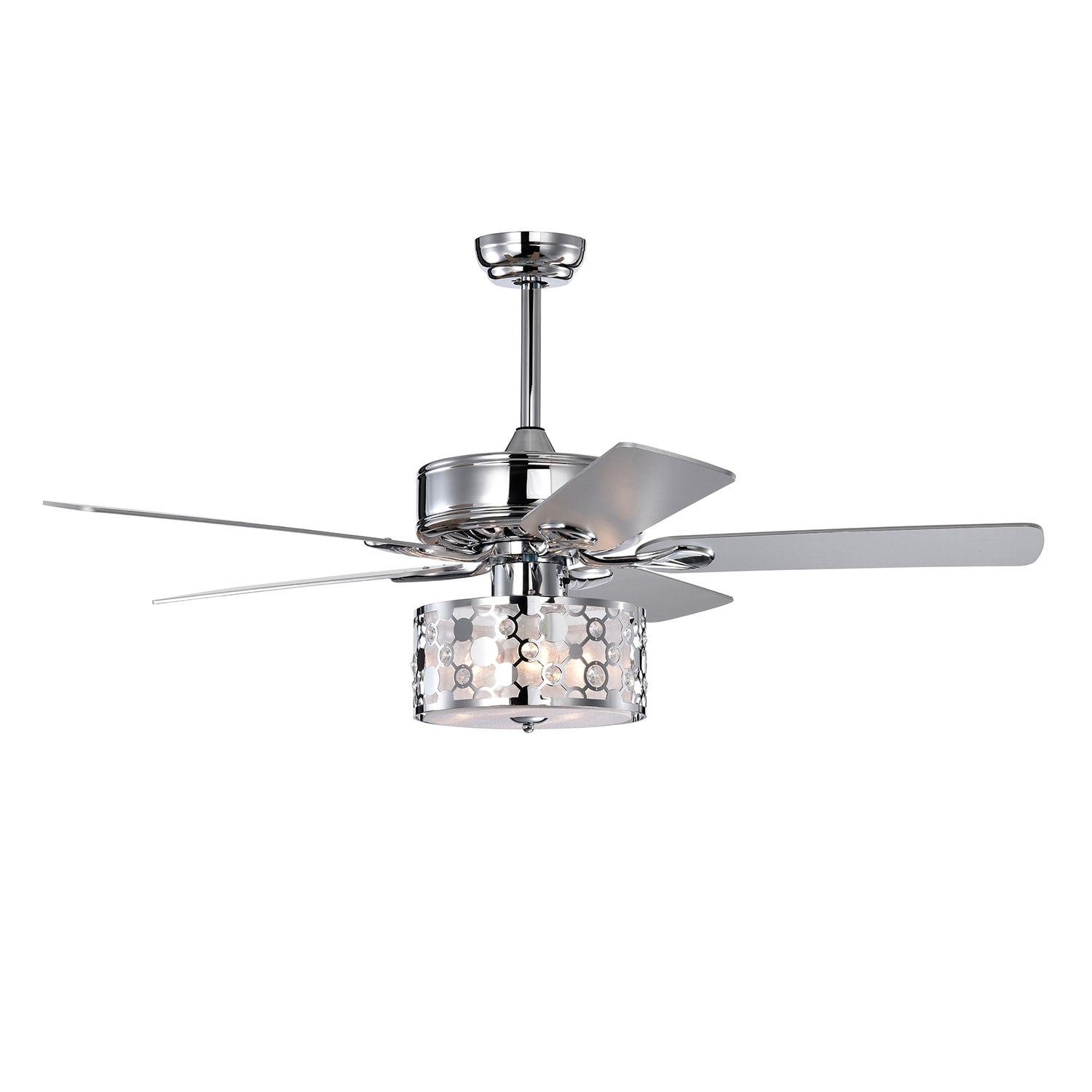 Bybafun YB5700022 52-in Chrome with Finished Blades Ceiling Fan Light Kit Compatible - Remote Included ( 5 -Blade )
