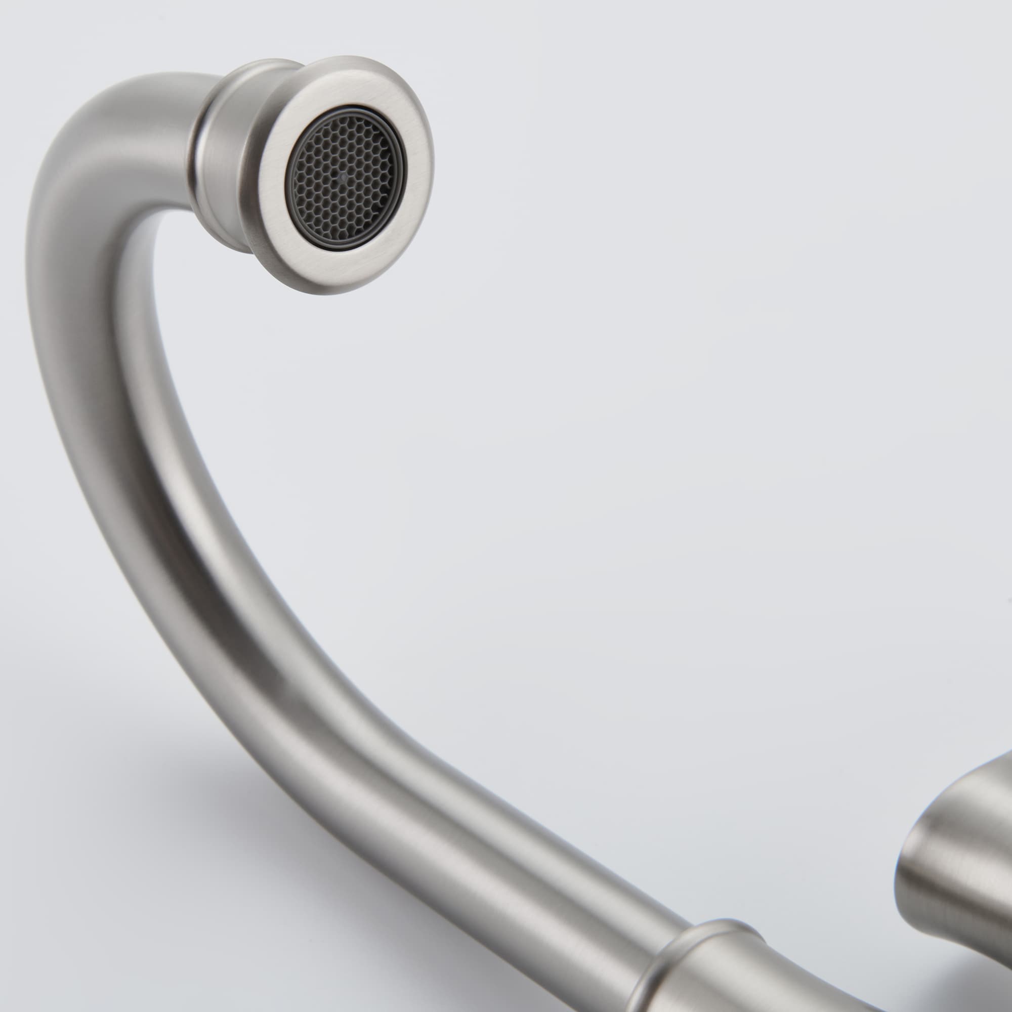 Brushed Nickel Dual Handle High Arc Bathroom Faucet with Metal Drain