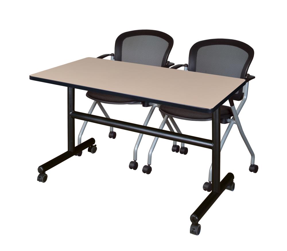 Regency MKFT4830BE23BK Training Off-white 4-Person Training Table (48-in W x 29-in H)