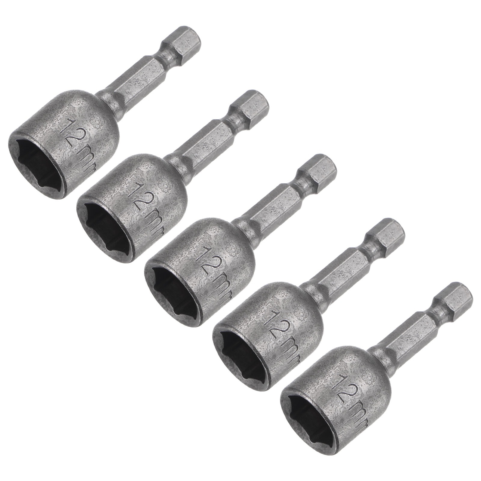 Unique Bargains Quick-Change Nut Driver Bit 1/4 Inch Hex Shank 12mm Magnetic Nut Setter Drill Bits 1.89 Inch Length Metric 5pcs