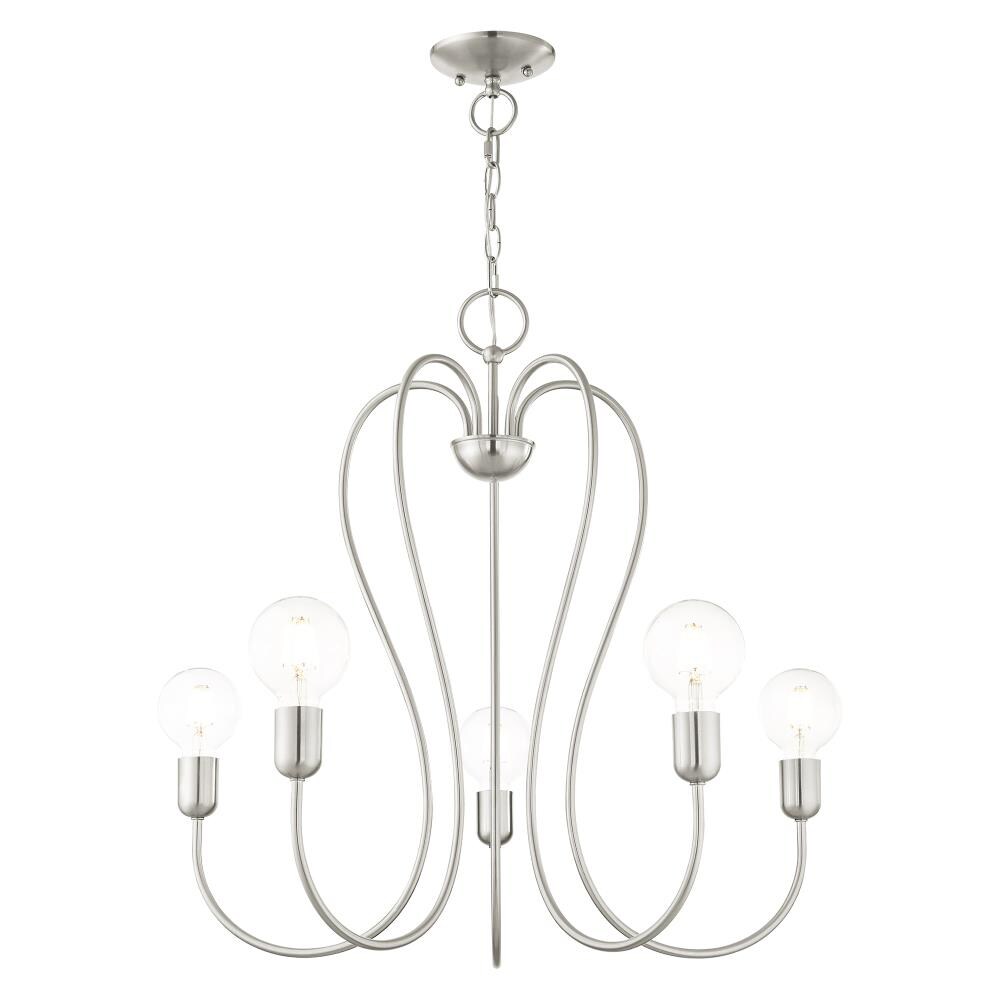 Brushed Nickel and Crystal 5-Light Candle Chandelier