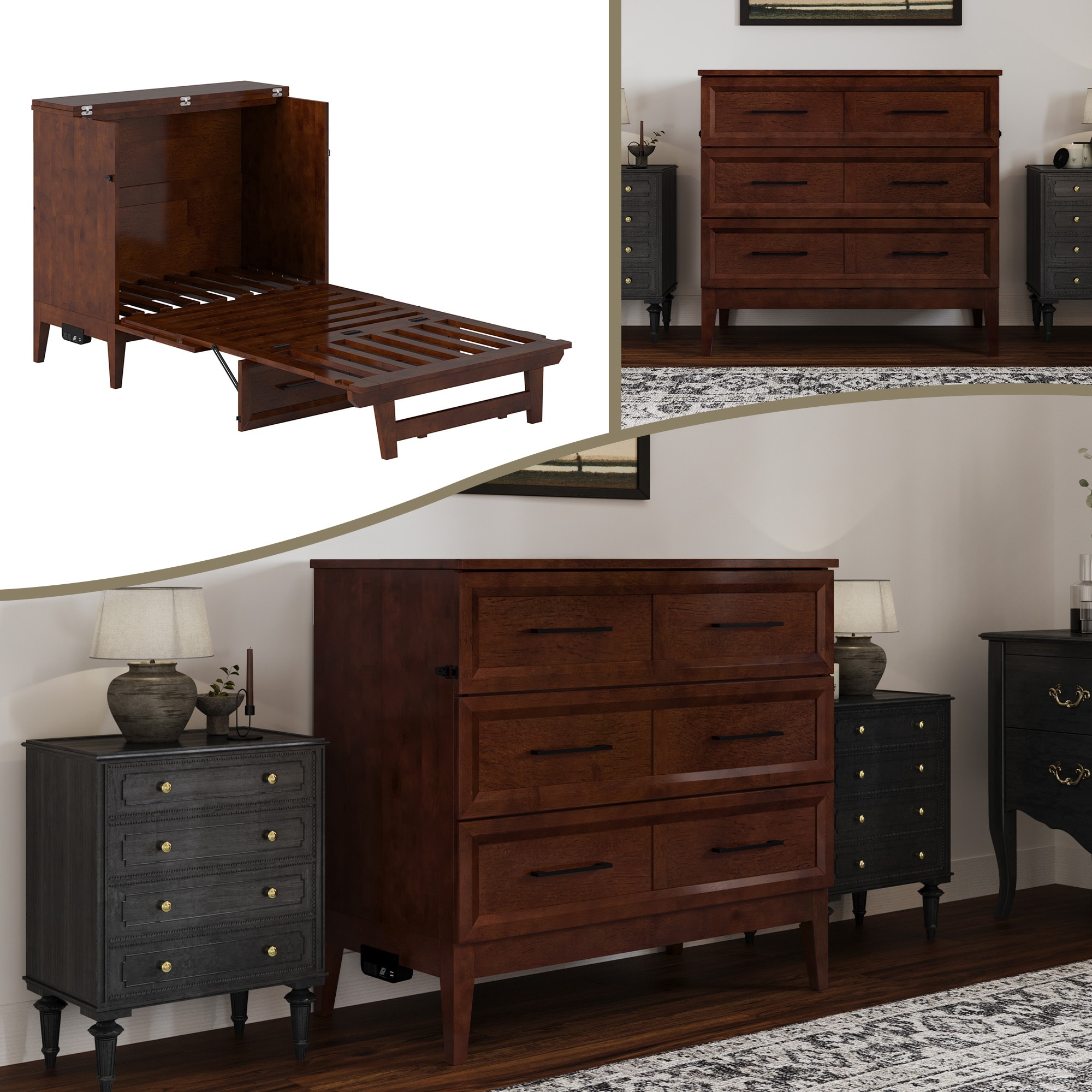 AFI AC772104 Sienna No Mattress Walnut Twin Wood Murphy Bed